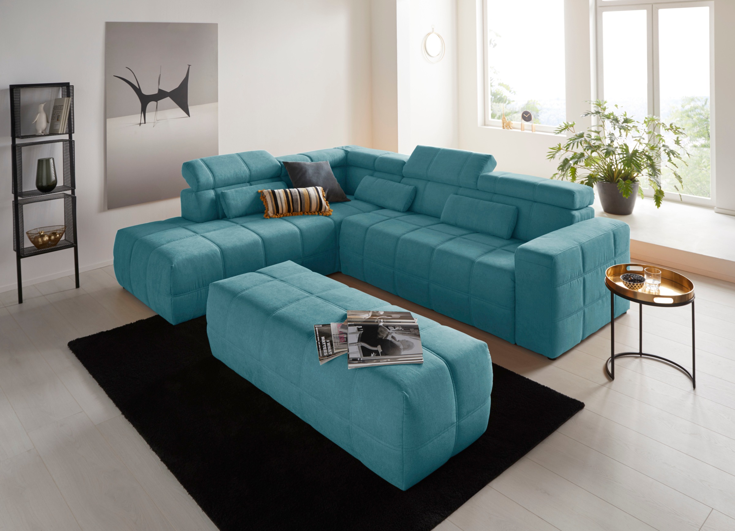 DOMO collection Canapé d'angle »BRANDON L-Form, auch in Leder« incluant réglage de la tête, optionnellement avec réglage de la profondeur d'assise,