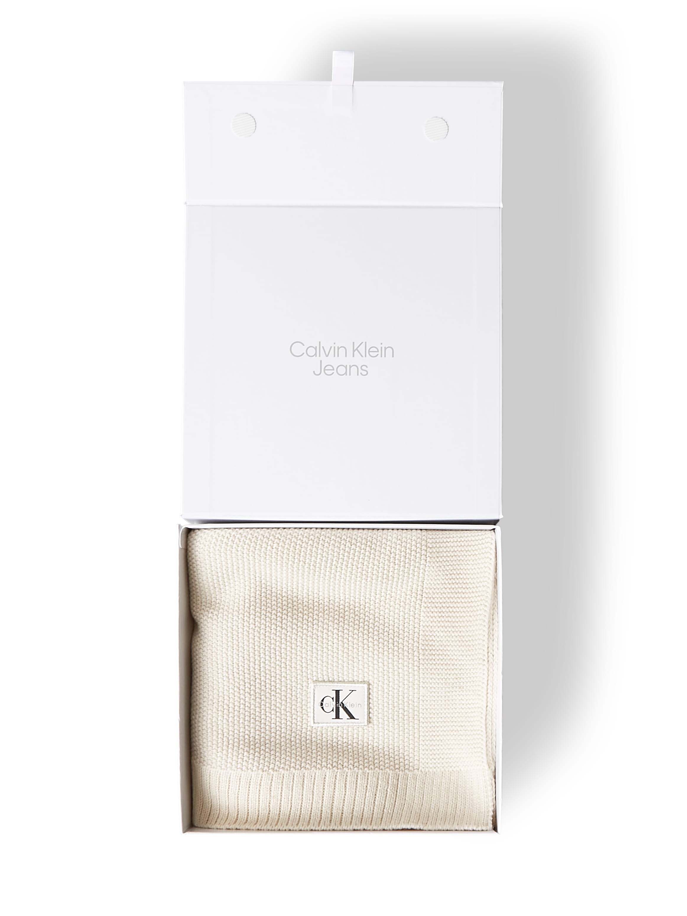 Calvin Klein Jeans Couverture pour bébé »KNIT BABY BLANKET GIFTBOX« Avec bord-côtes tricoté, taille unique