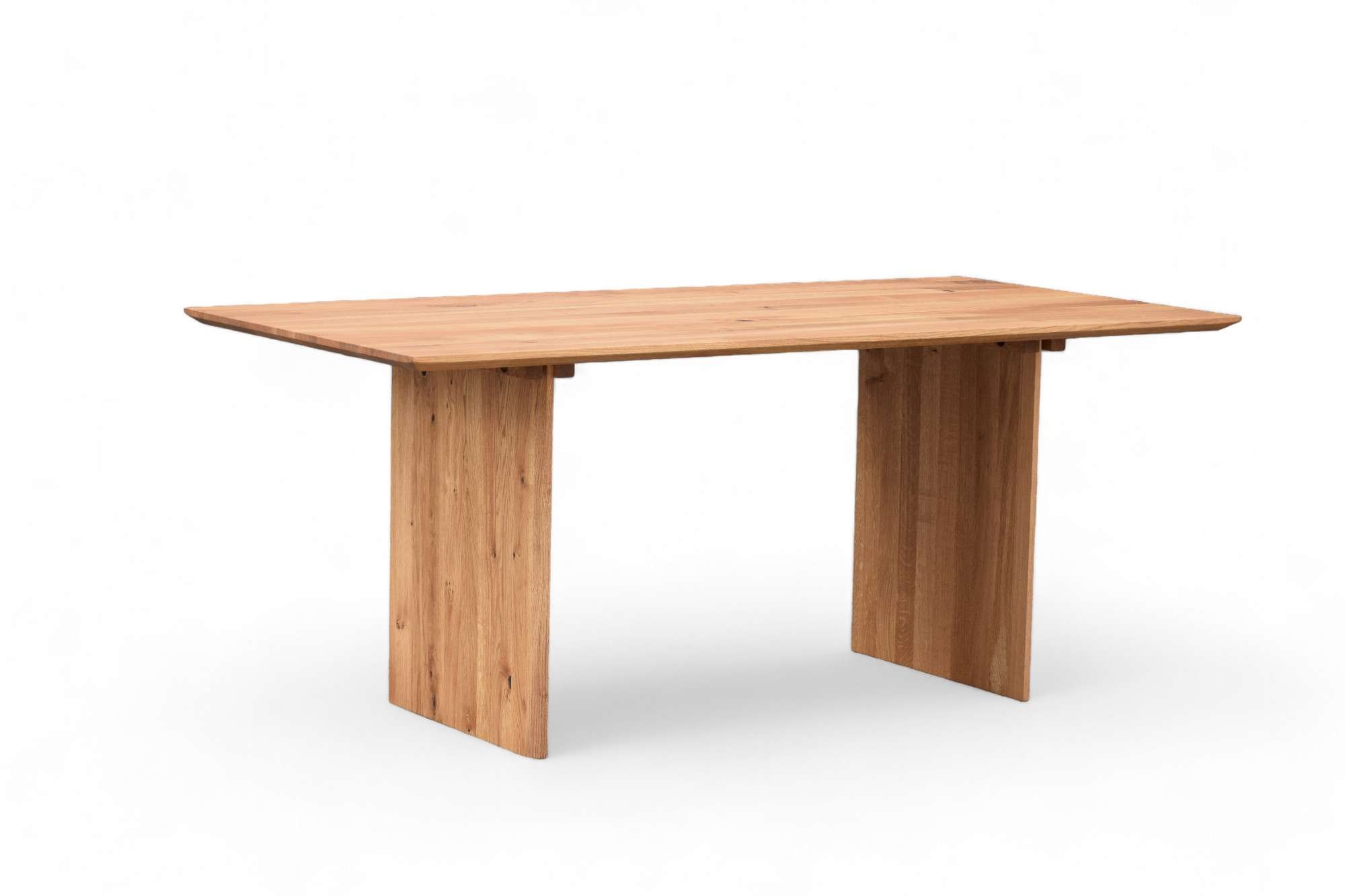 Image of GOODproduct Esstisch "Waldhain Küchentisch, Holz-Wangengestell, Wildeiche massiv geölt" Baum Kante oder Schweizer Kante, erhältlich in 3 Grössen, natur geölt