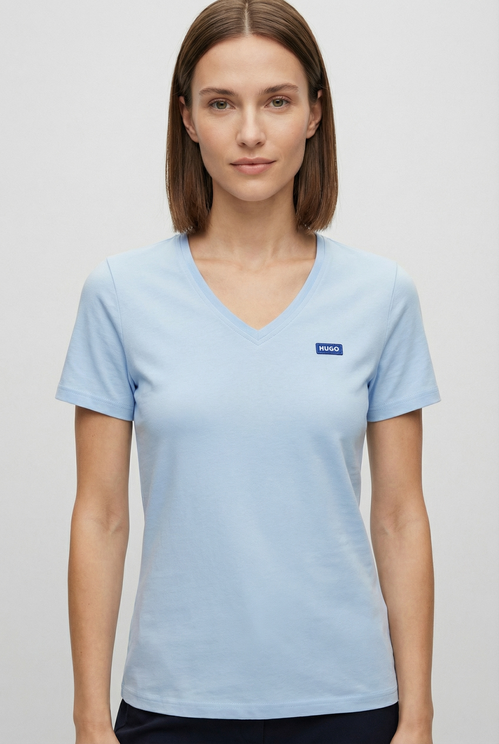 HUGO Blue T-shirt »Classic V« mit Logo, V-Ausschnitt