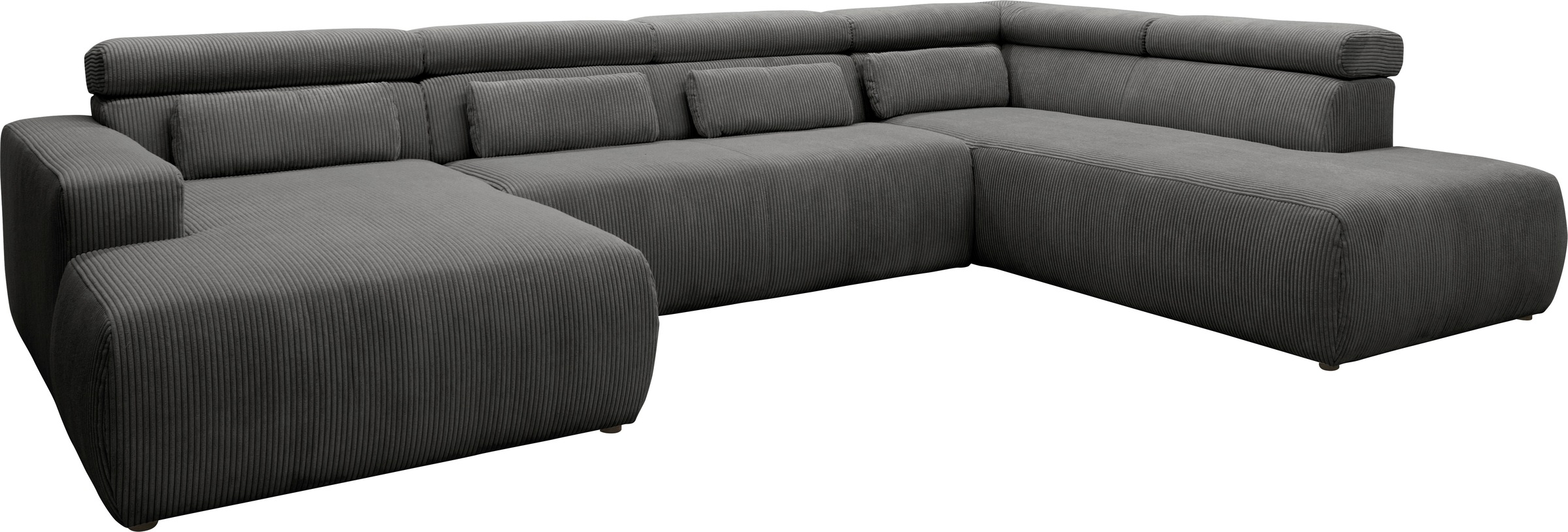 DOMO collection Wohnlandschaft »Brandon viele Bezugsarten, auch in Cord und Leder, incl. Nierenkissen«, mit Kopfteilverstellung, wahlweise Sitztiefenverstellung, U-Form