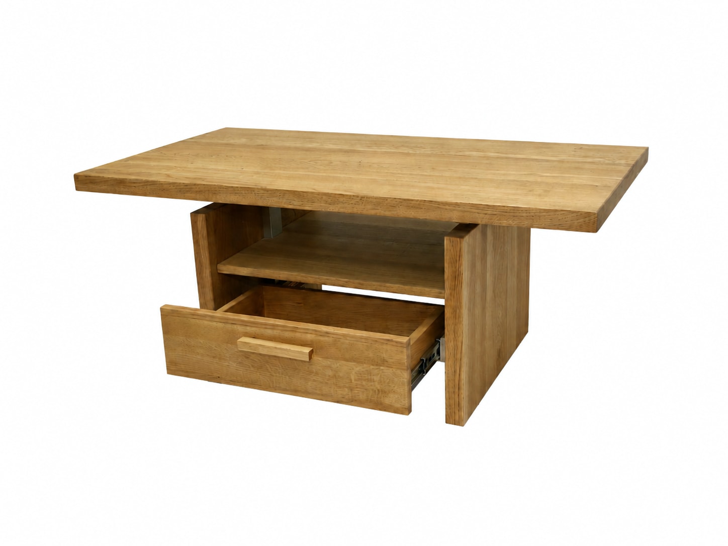 GOODproduct Couchtisch »Ravenna, Kaffeetisch« Wildeiche Natur/Smoke massiv, Liftfunktion, Schublade, Ablage