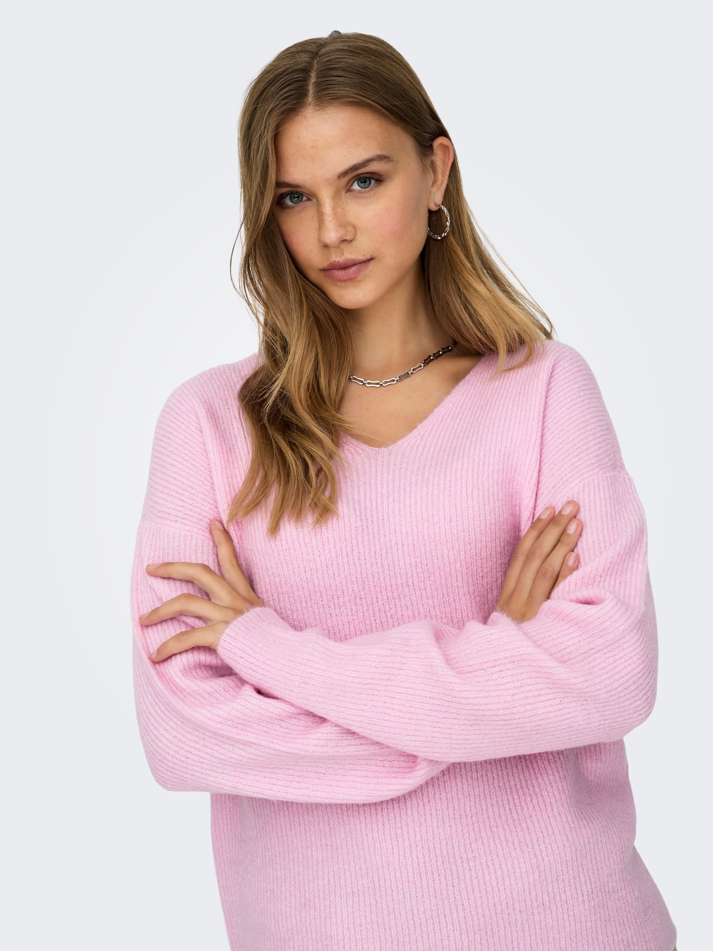 ONLY Pull col V »ONLCAMILLA V-NECK L/S PULLOVER KNT NOOS« Materialmix, regular fit