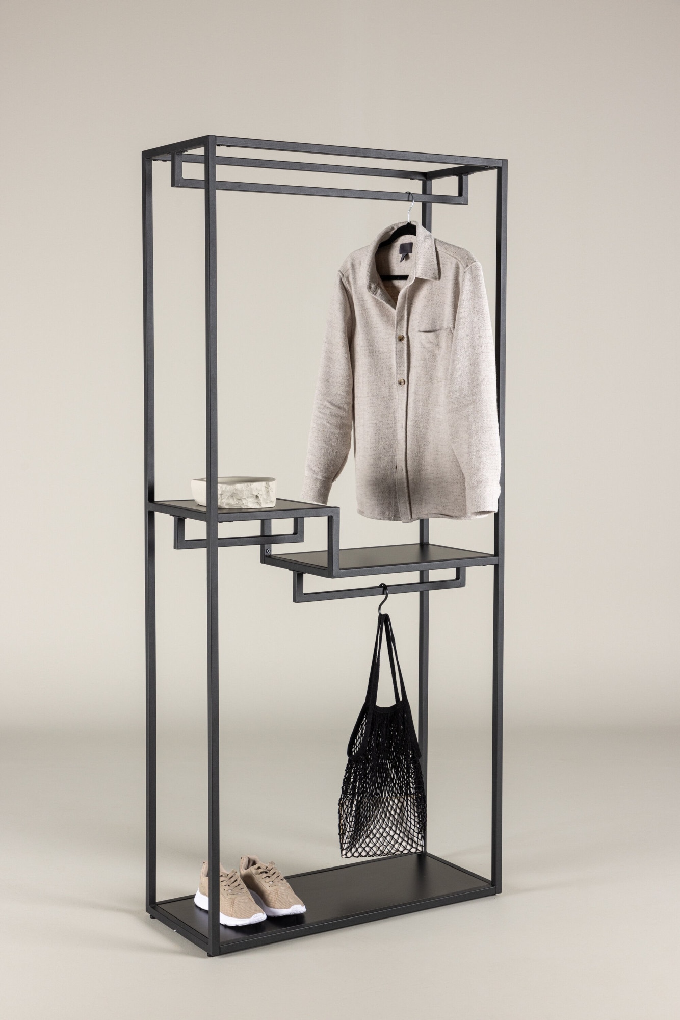 Image of Venture Home Kleiderständer "Staal, Garderobenständer in Schwarz-Stahl, Kleiderstange, Höhe 188 cm" Garderobe, Pulverbeschichtung, Ablagen, anspruchsvoll, modern