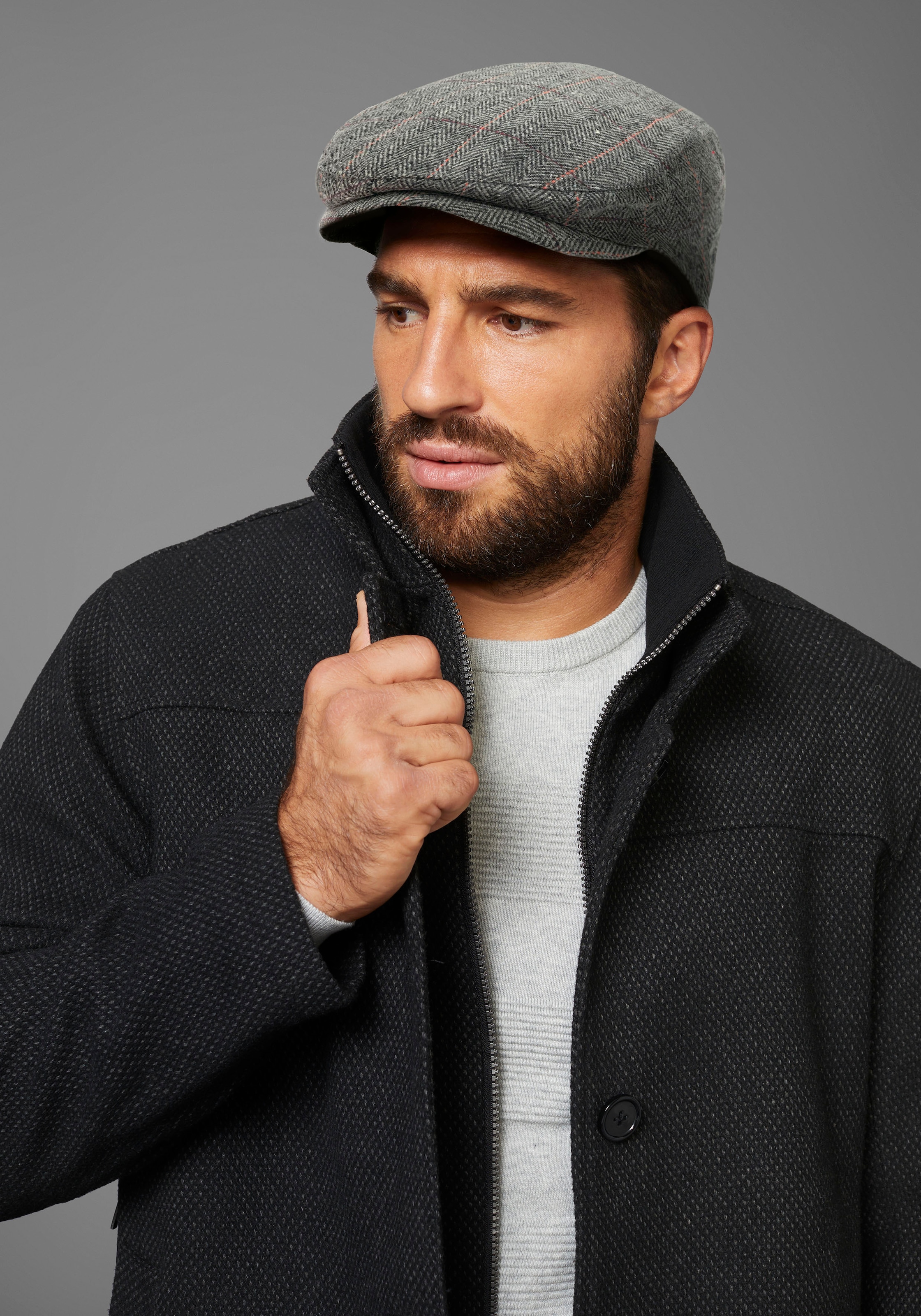 Image of Mans World Schiebermütze stylischer Winter-Flatcap - wärmend gefütter