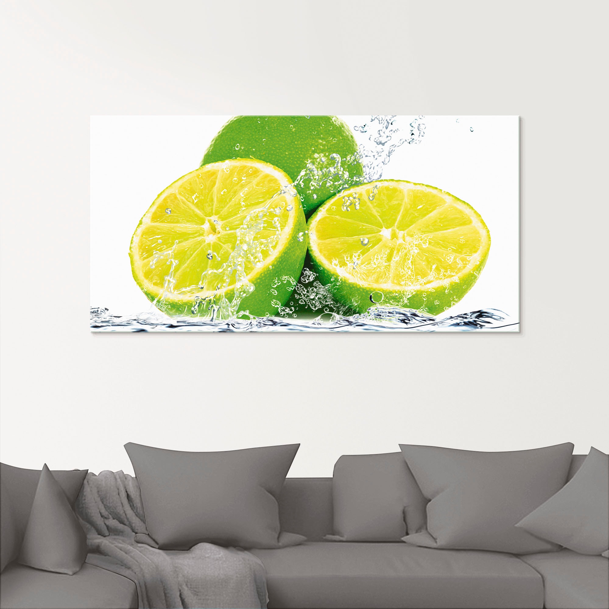 Artland Glasbild »Limette mit Spritzwasser«, Lebensmittel, (1 St.), in verschiedenen Grössen