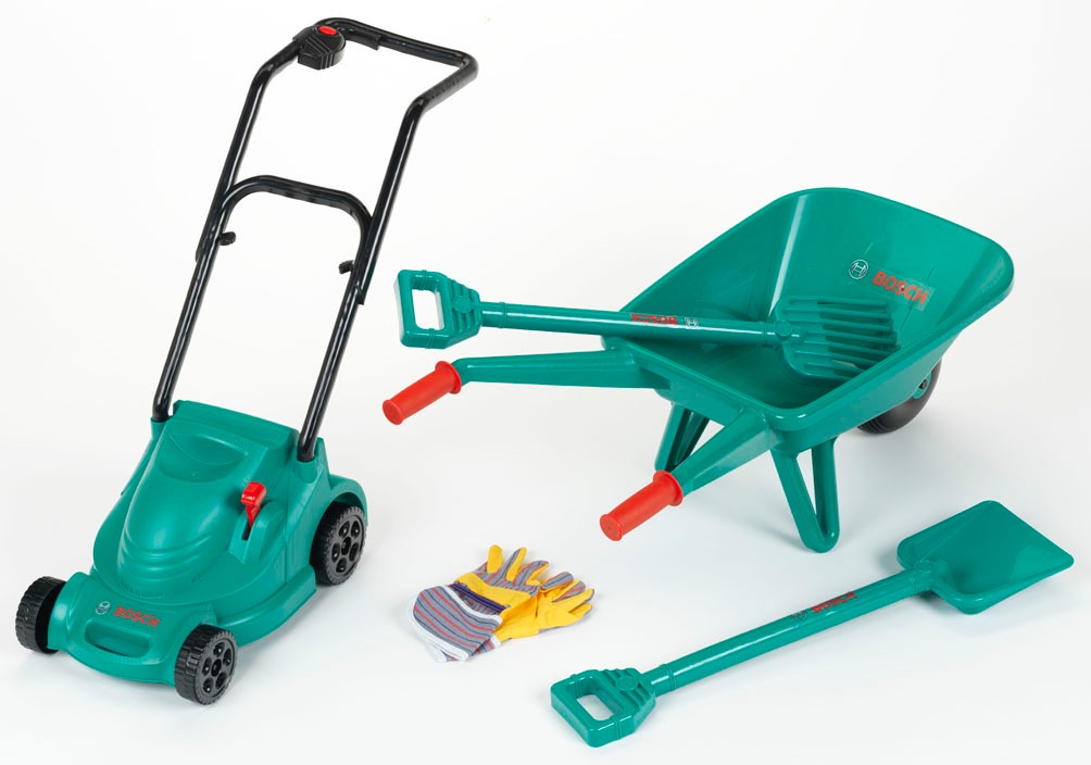 Image of Klein Kinder-Gartenset "Spielzeug Rasenmäher und Schubkarre" Made in Germany