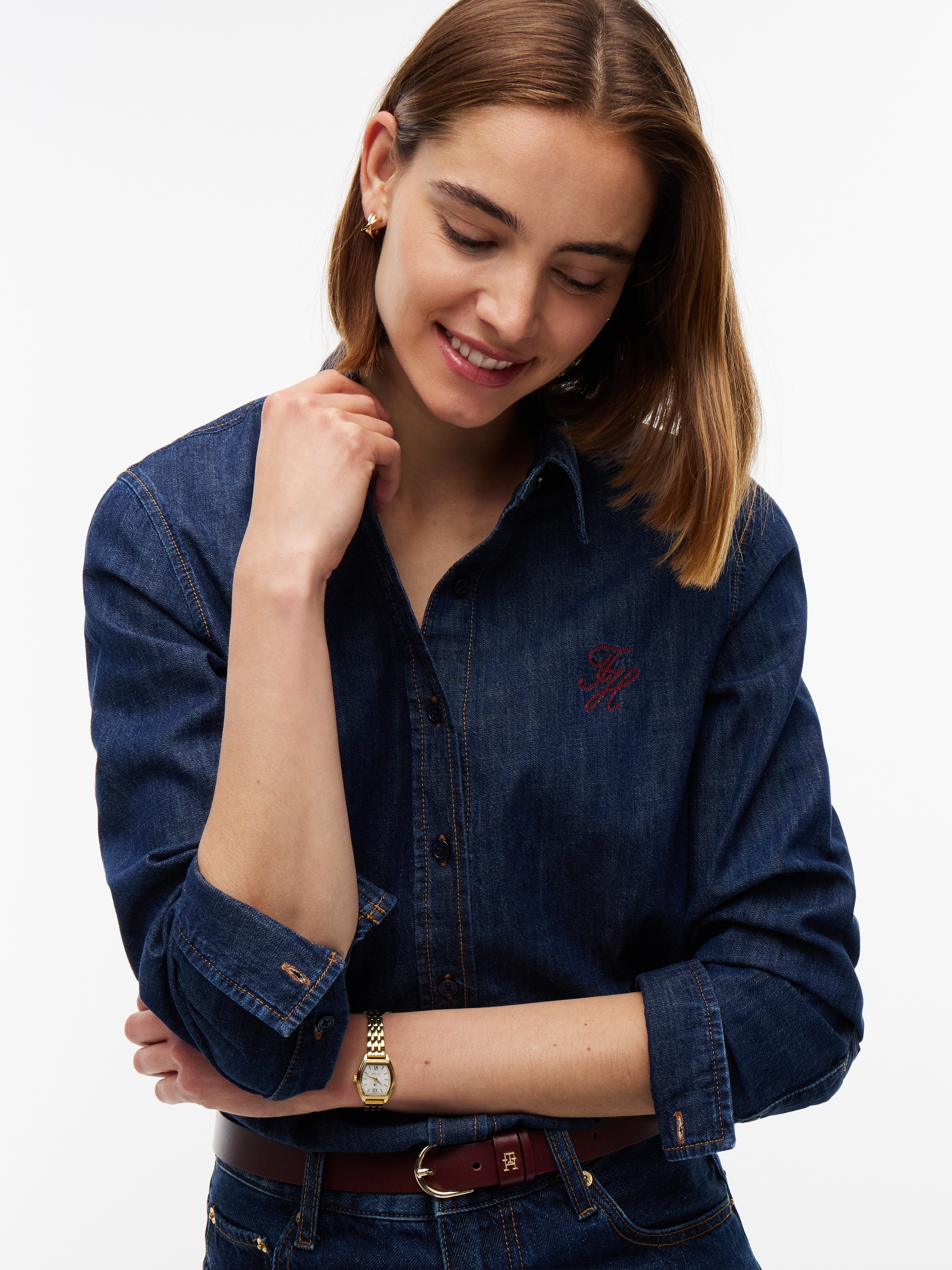 Tommy Hilfiger Blouse en jean »RELAXED SHIRT MYF« coton, coupe décontractée