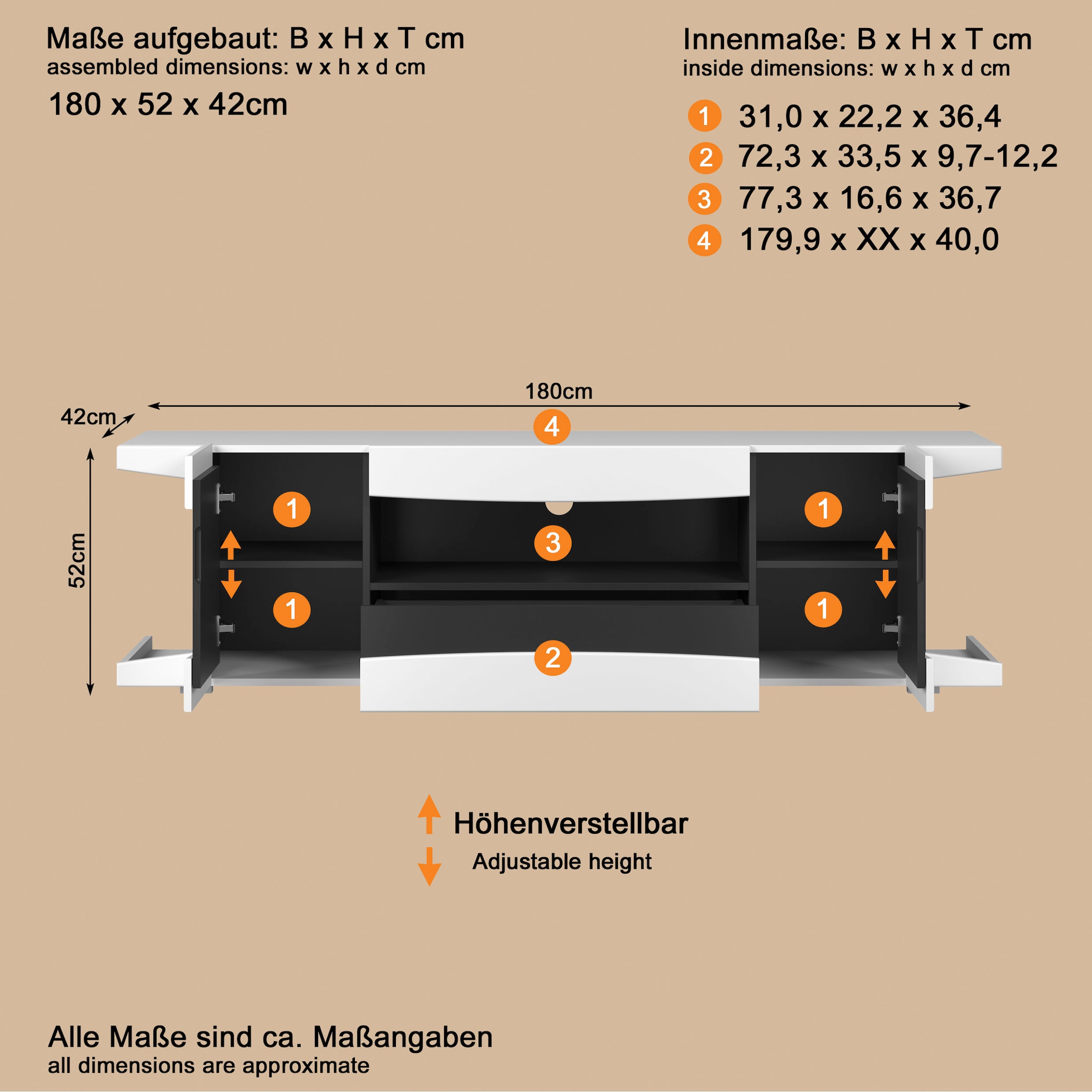Home affaire Lowboard »NextLevel speziell geeignet für Spielekonsolen« Gaming-Lowboard wahlweise mit Beleuchtung - (B/T/H) 180/42/52 cm