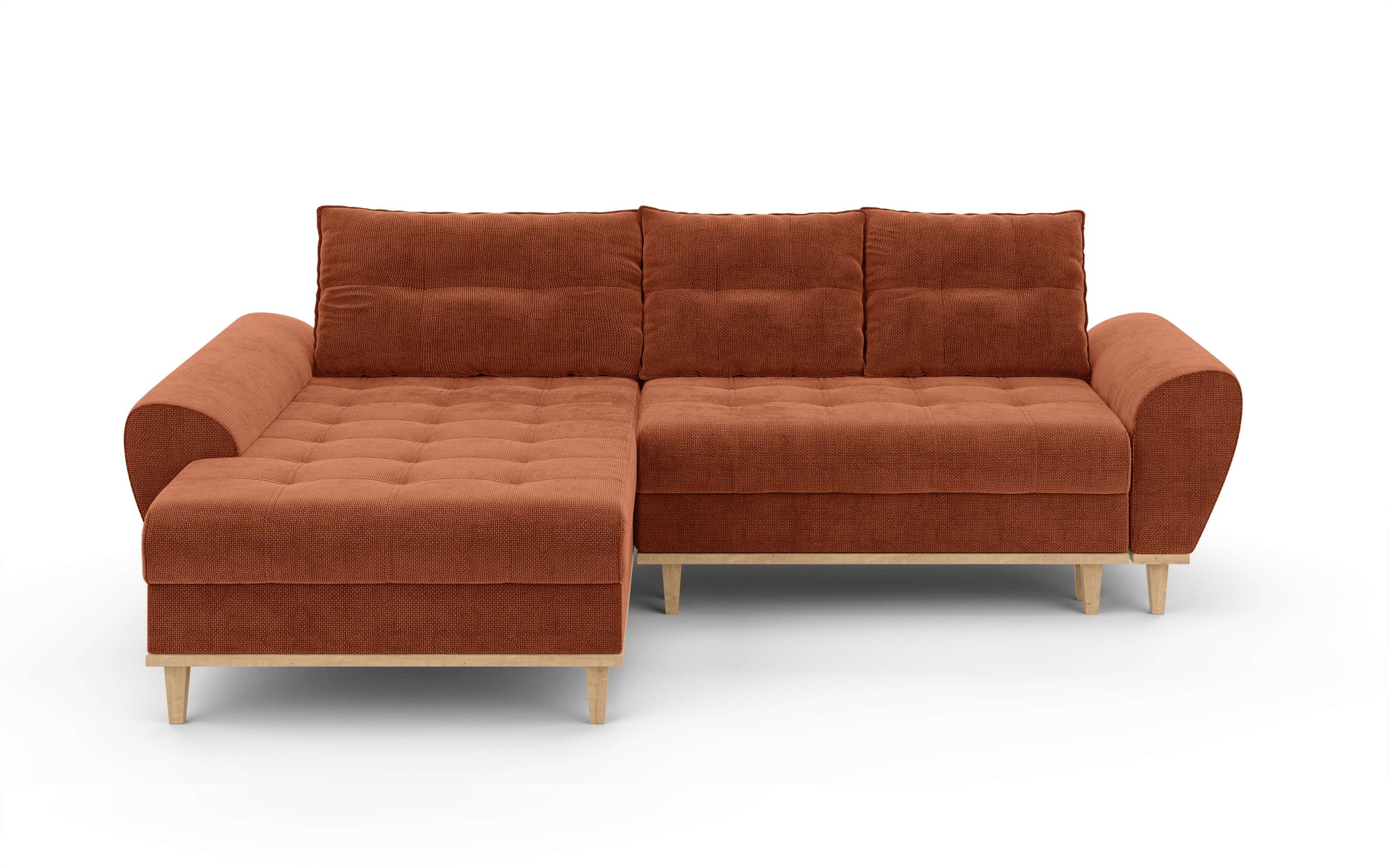 Home affaire Ecksofa »Ahrdorf mit Bettfunktion und Bettkasten, Masse: B/H/T 268/86/175 cm«, L-Form mit 3 Rückenkissen und moderne gerundete Armlehnen