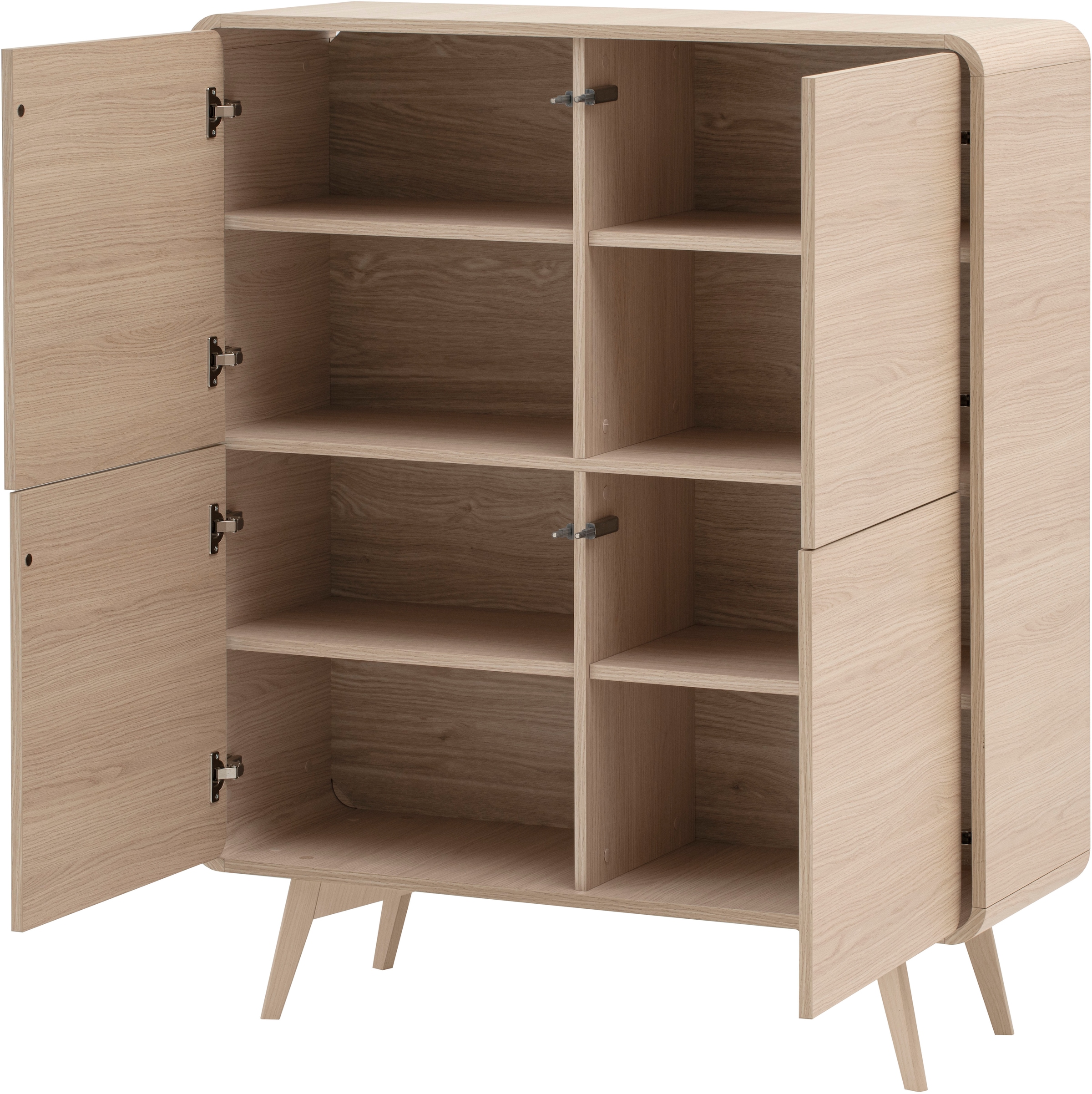 Home affaire Highboard »Torsby, moderner Schrank, Stauraumelement in Eiche Natur, 108 cm breit« abgerundete Ecken, ausreichend Stauraum, vielseitig einsetzbar