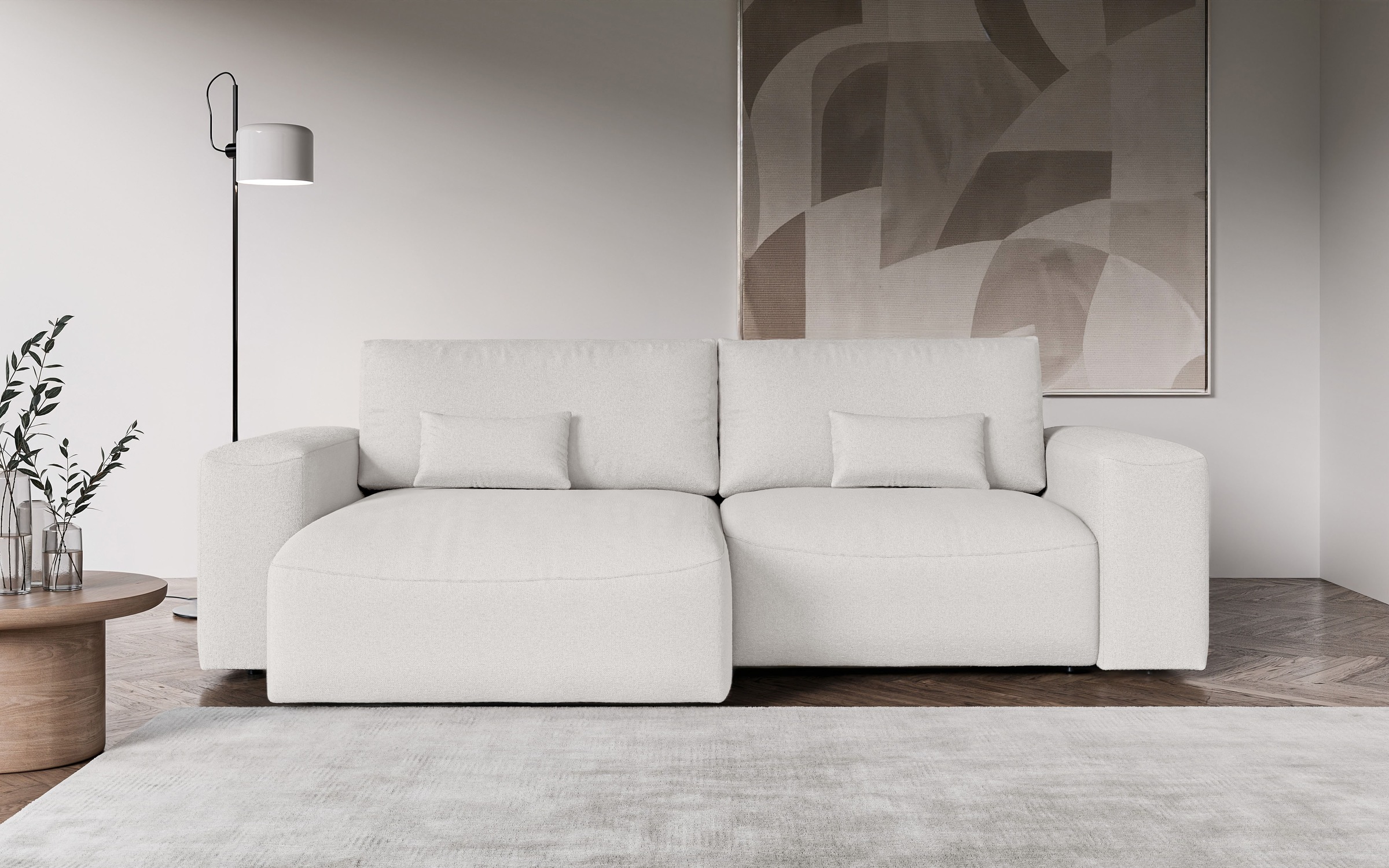 GOODproduct Canapé d'angle »MATTS Schlafsofa mit Bettkasten, Masse B/T/H: 265/159/89 cm« L-Form mit Recamiere rechts oder links, hoher Sitzkomfort