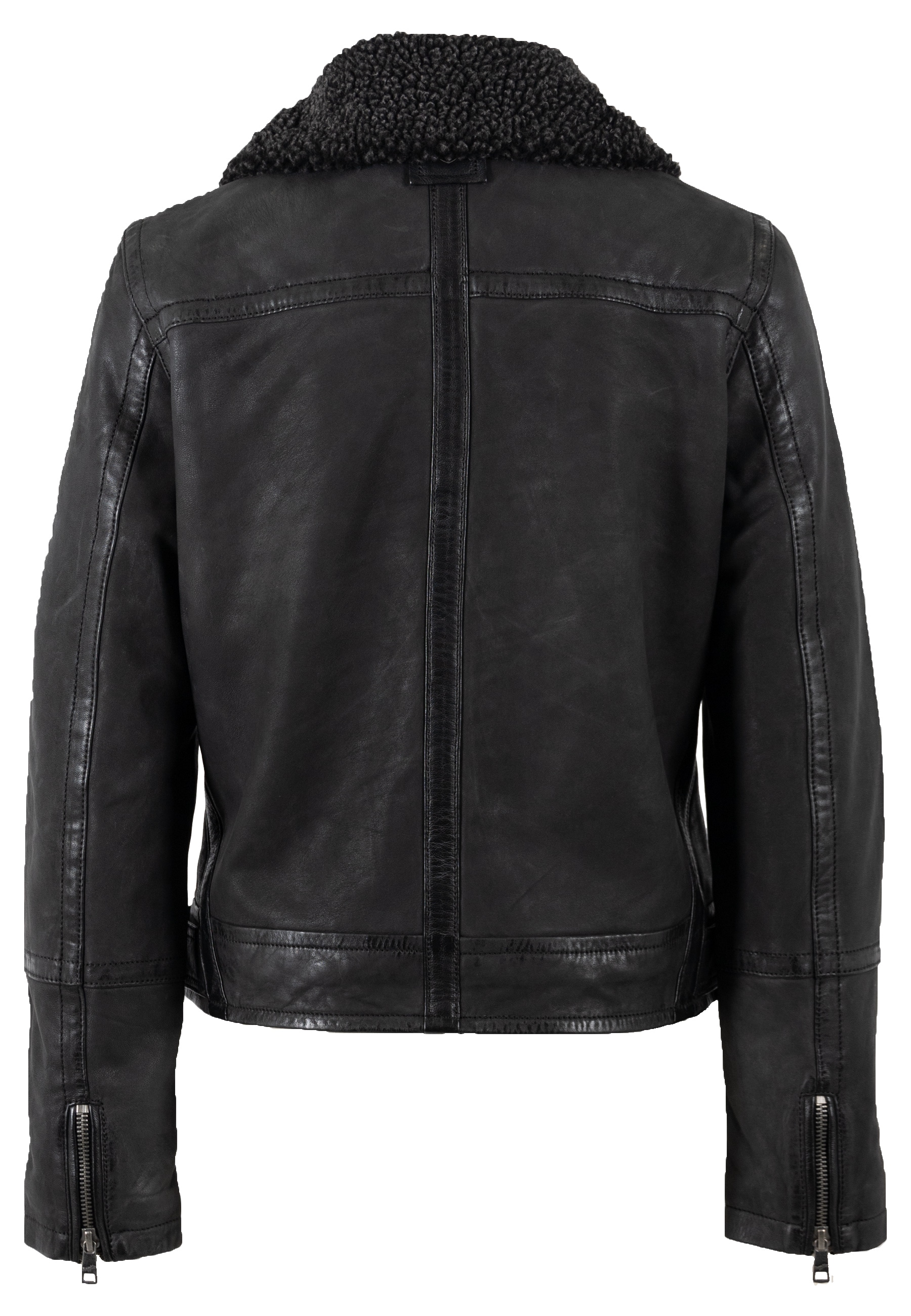 Mauritius Veste en cuir »MWIskra« avec col en fausse fourrure teddy