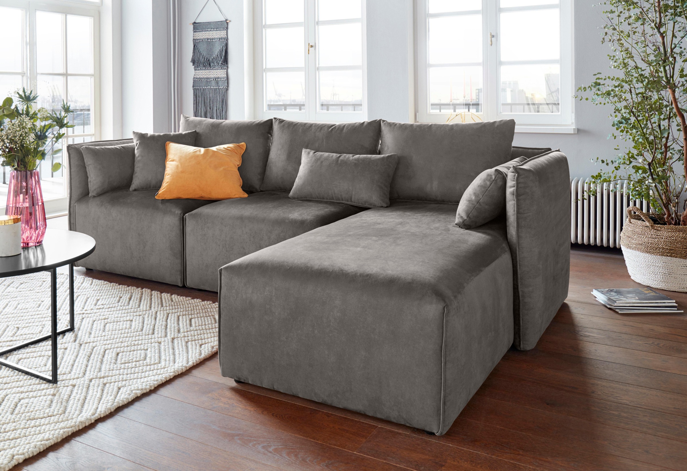elbgestoeber Ecksofa »Elbdock«, (3 St.), zusammengesetzt aus Modulen, in vielen Bezugsqualitäten und Farben
