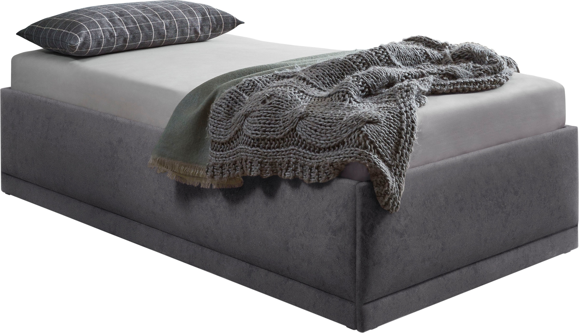 Westfalia Schlafkomfort Polsterbett »Texel«, Standardhöhe mit Zierkissen, Bettkasten bei Ausführung mit Matratze