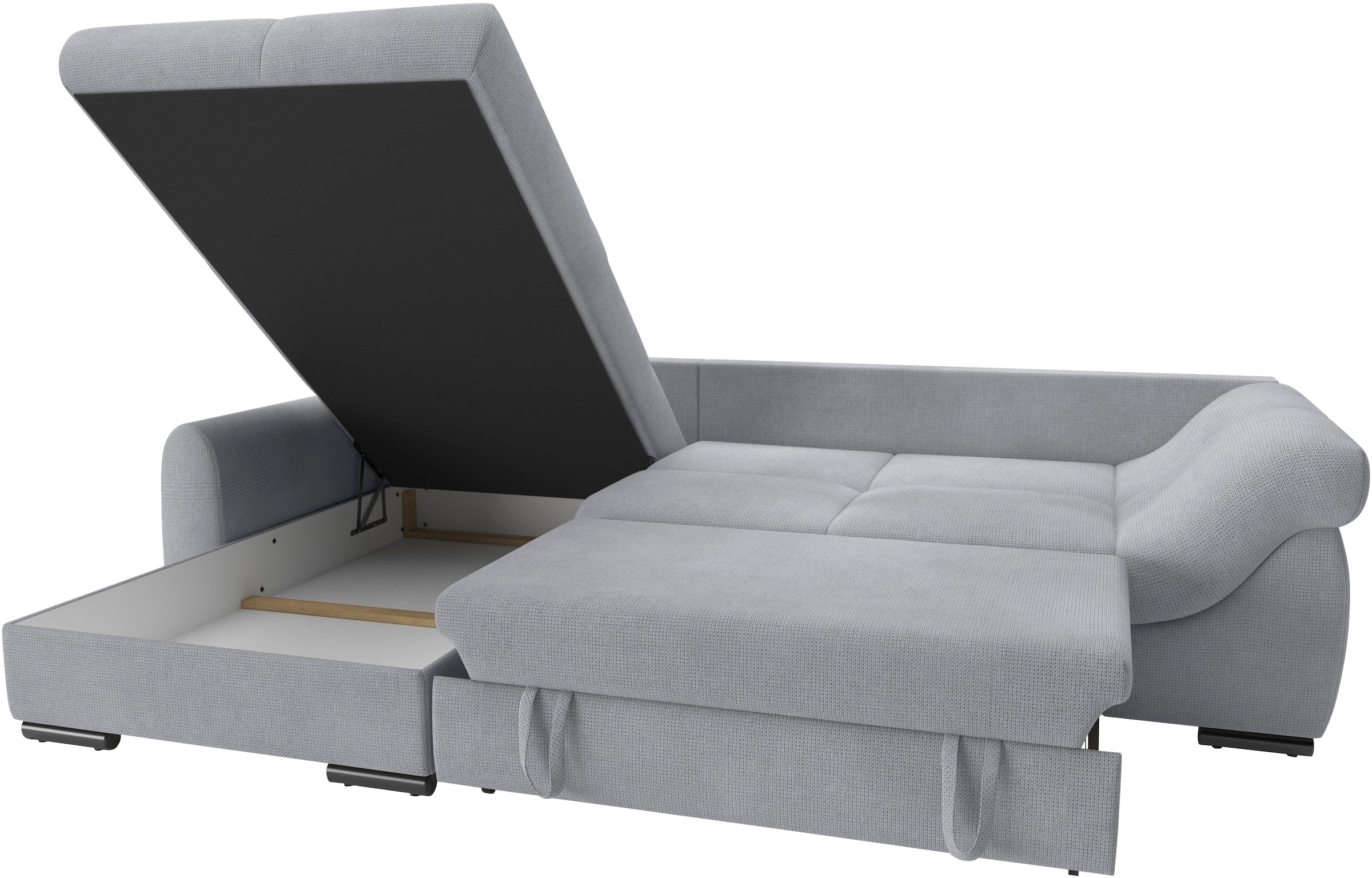 Mr. Couch Ecksofa »Livorno L-Form«, inkl. Hochschläfer-Bettauszug, XL-Bettkasten weiss beschichtet