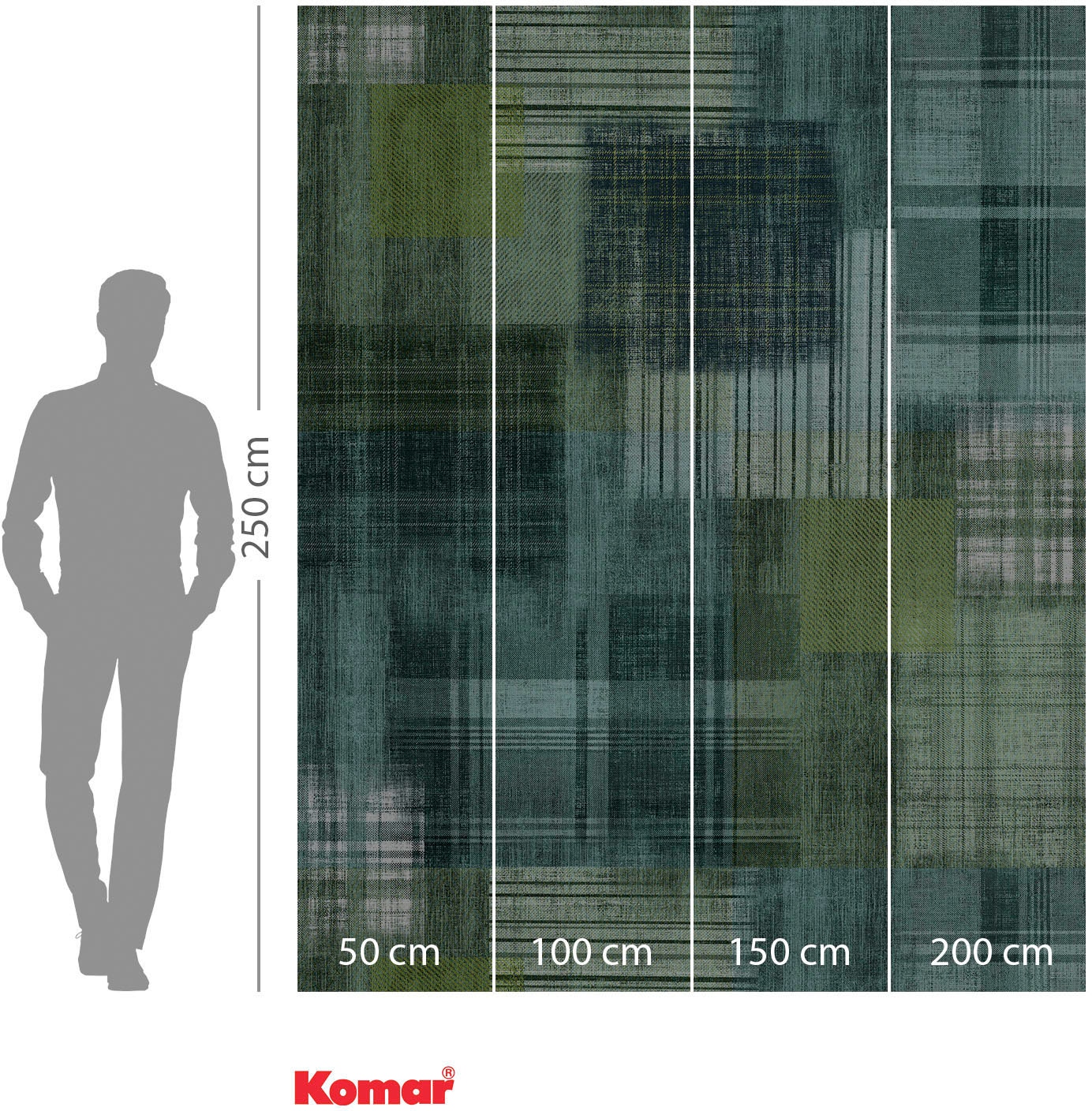 Komar Papier peint intissé »Digitaldruck Vlies -  Patchy Plaid - Grösse 200 x 250 cm« imprimé Wohnzimmer, Schlafzimmer