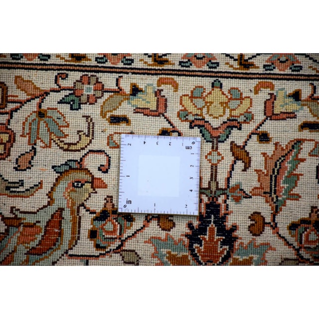 Wohnzimmer mit Kayoom Seidenteppich »Kashan Zertifikat, 218«, Einzelstück rechteckig,