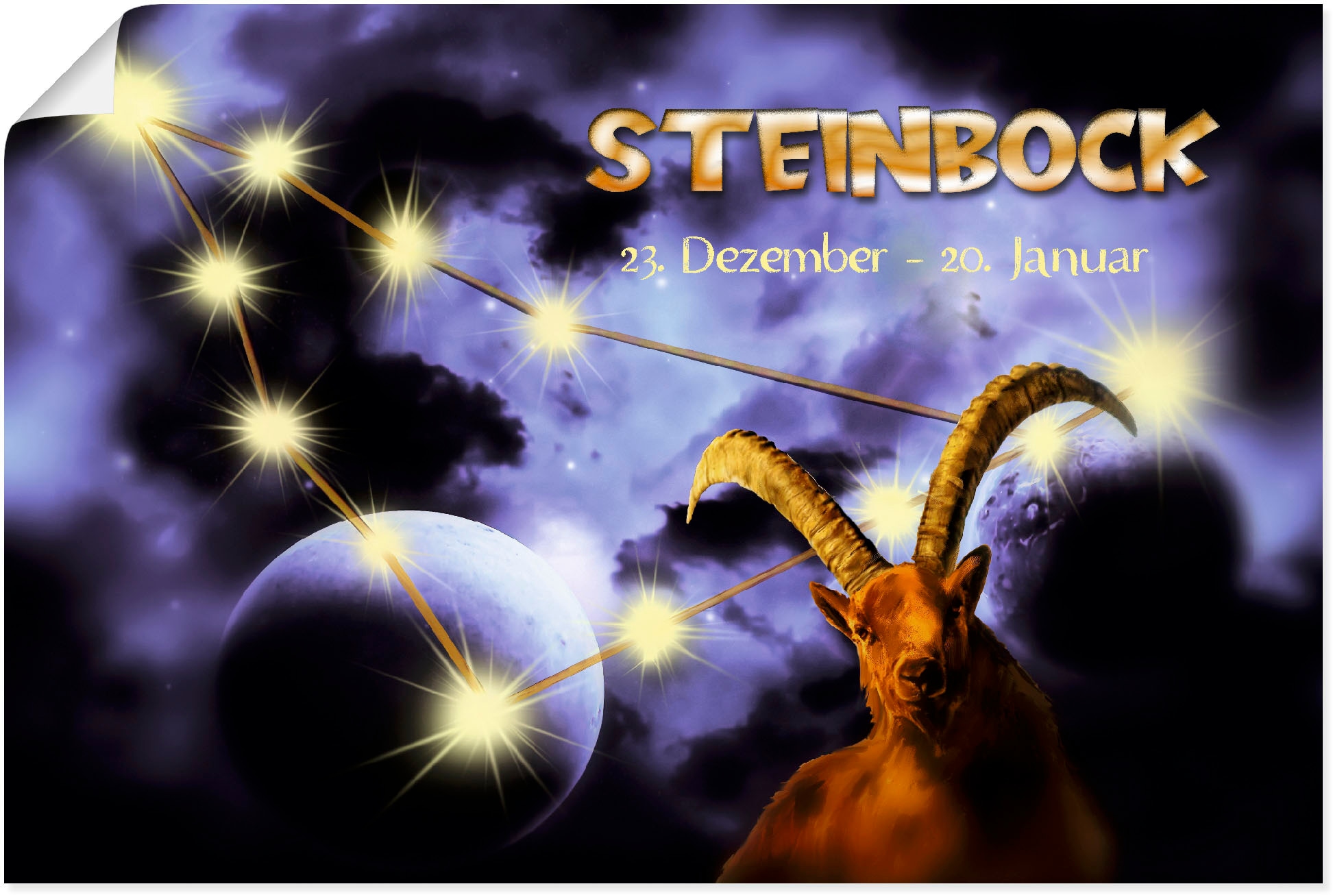 Artland Wandbild »Sternzeichen - Steinbock«, Bilder von Sternzeichen, (1 St.), als Leinwandbild, Poster in verschied. Grössen