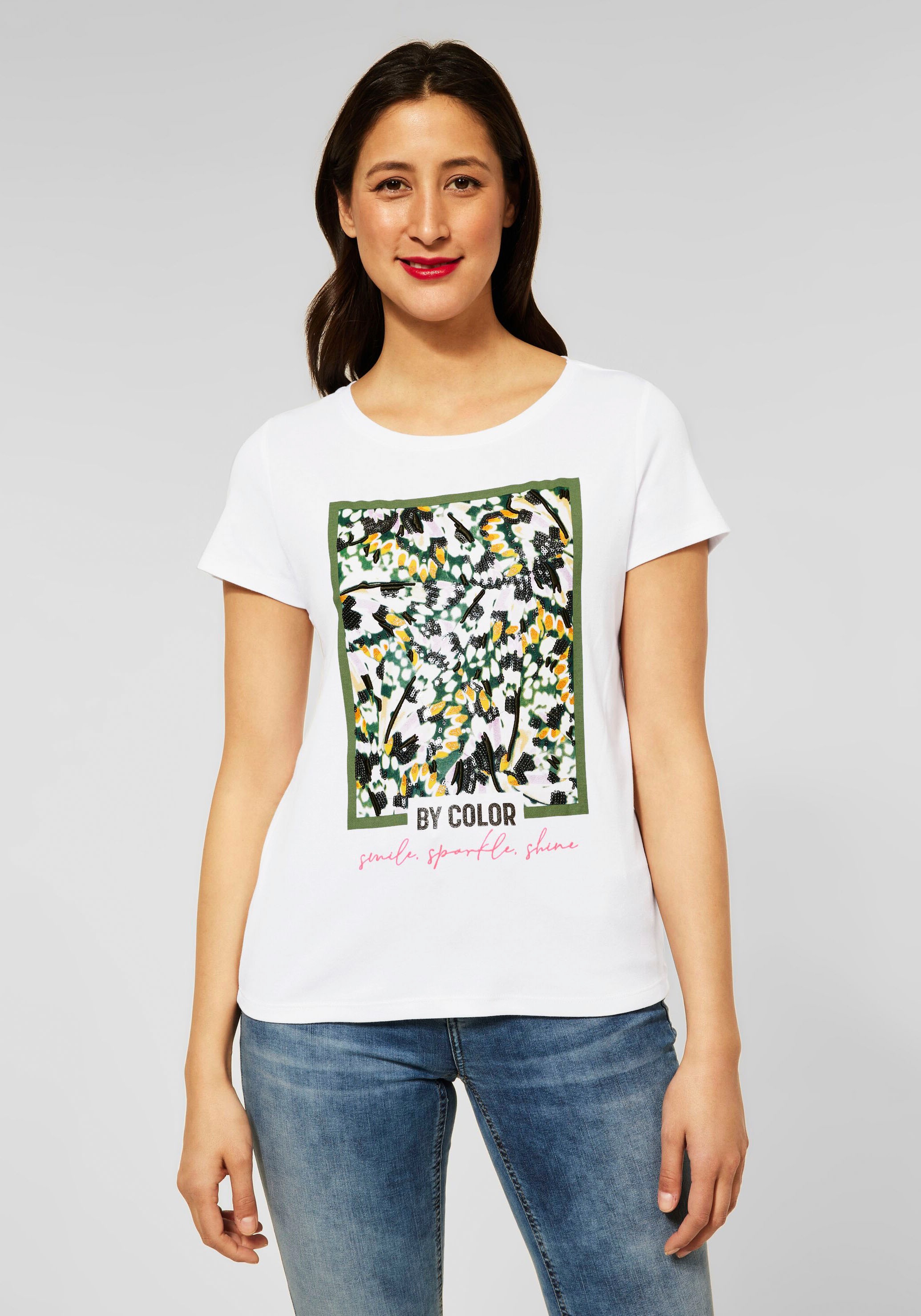 Image of STREET ONE Kurzarmshirt, mit Pailletten bei Ackermann Versand Schweiz