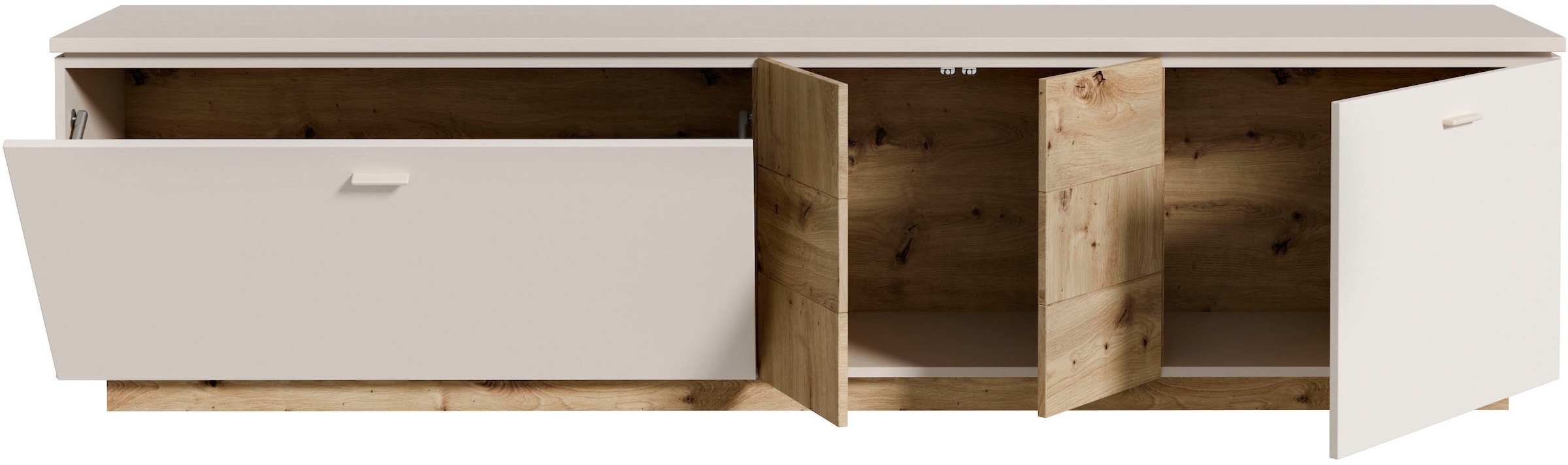 FORTE Lowboard »LouotoTV-Board, TV-Schrank« TV Board, Metallgriffe, Stauraum, Soft Close, Breite 224,8cm