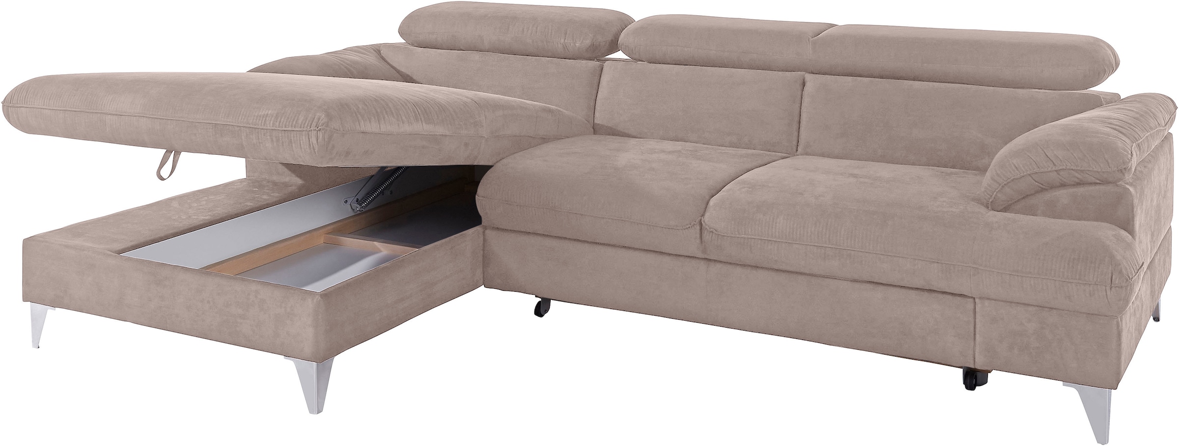 COTTA Ecksofa »Caluso L-Form«, mit Kopfteilverstellung, wahlweise mit Bettfunktion & Bettkasten