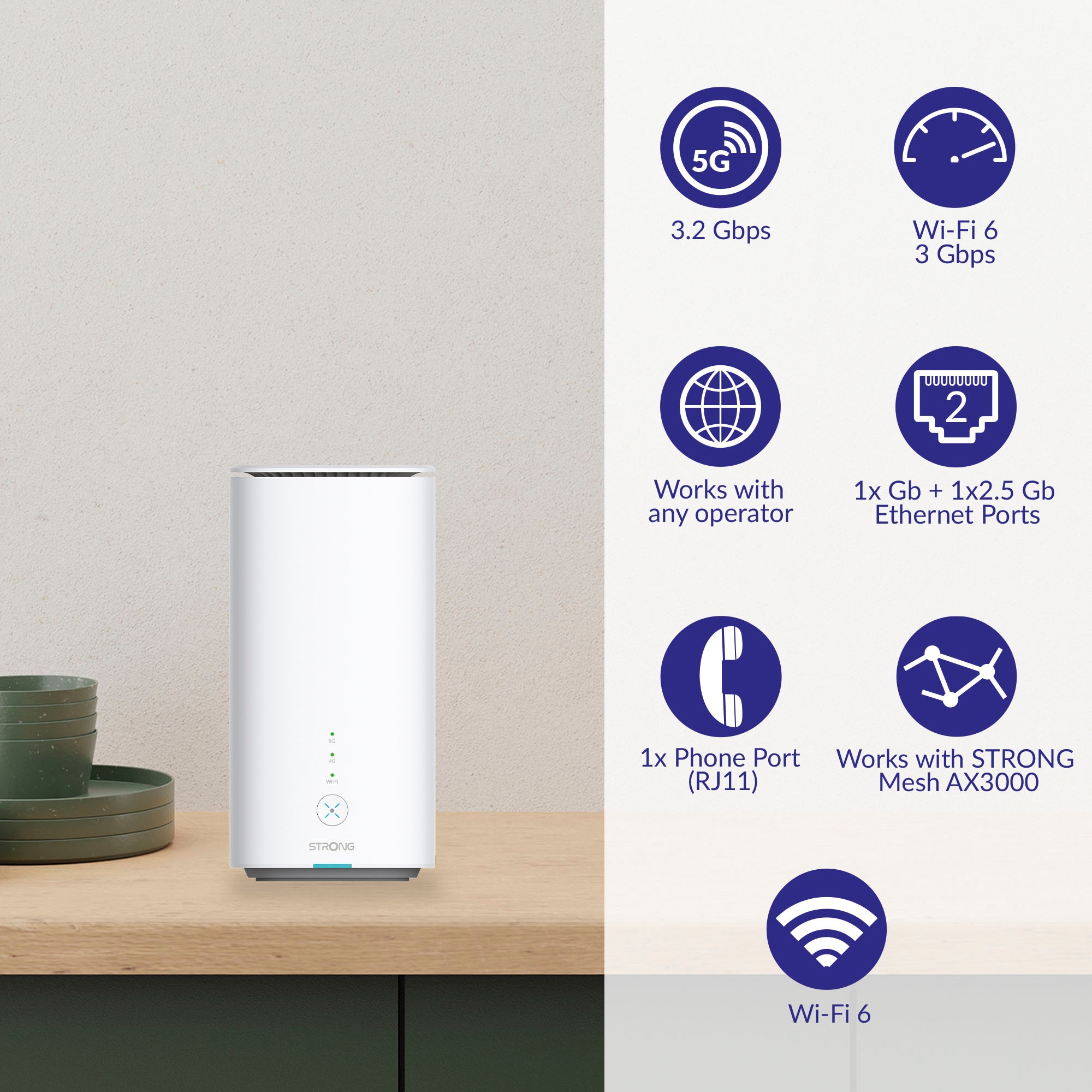 Strong 4G/LTE-Router »5G, LTE bis 3,2 Gbit/s, WLAN bis 3 Gbit/s, WiFi 6«