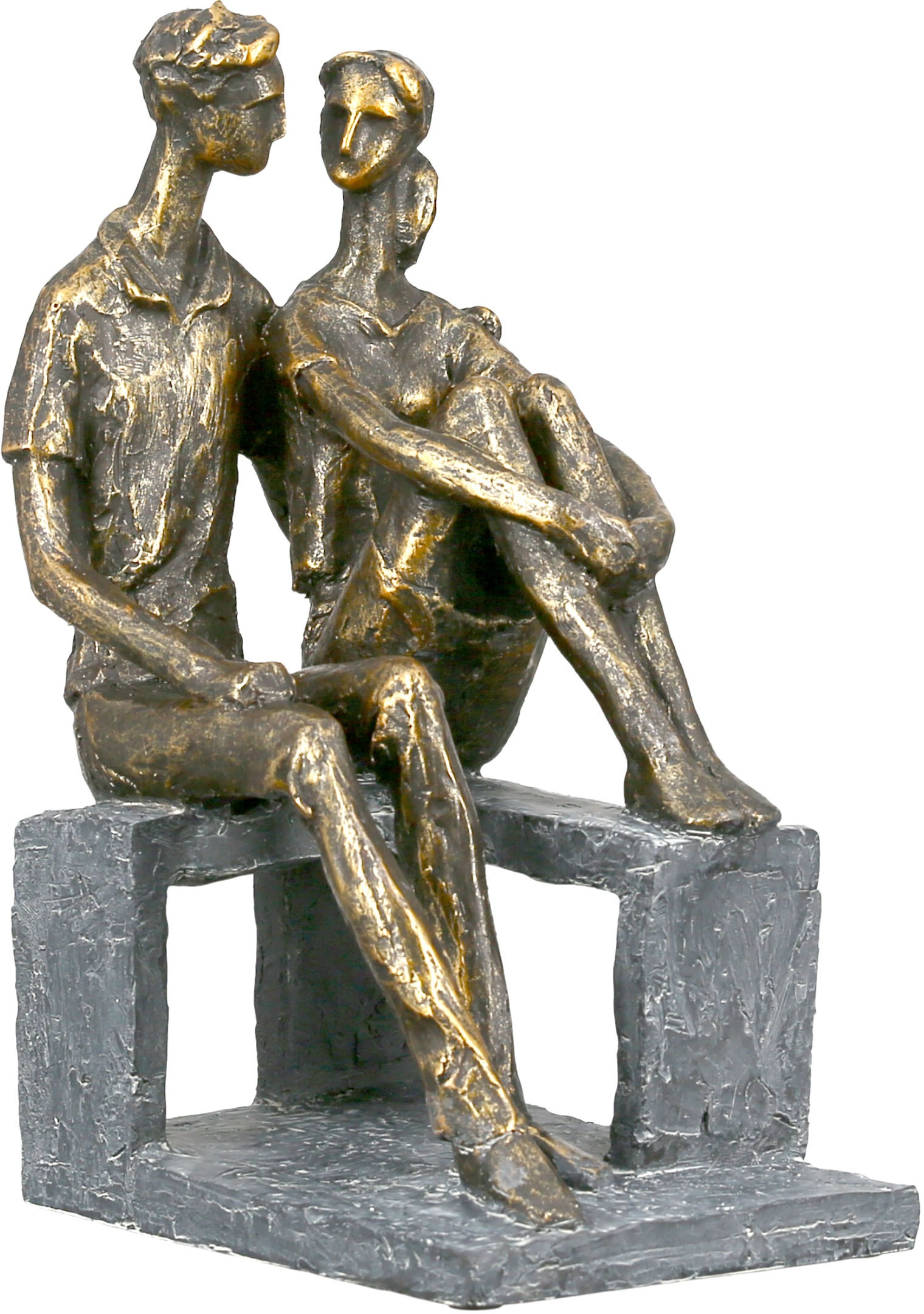 Image of Casablanca by Gilde Dekofigur »Skulptur Small talk, bronzefarben«, (1 St.), Dekoobjekt, Höhe 24 cm, Pärchen, mit Spruchanhänger, Wohnzimmer bei Ackermann Versand Schweiz