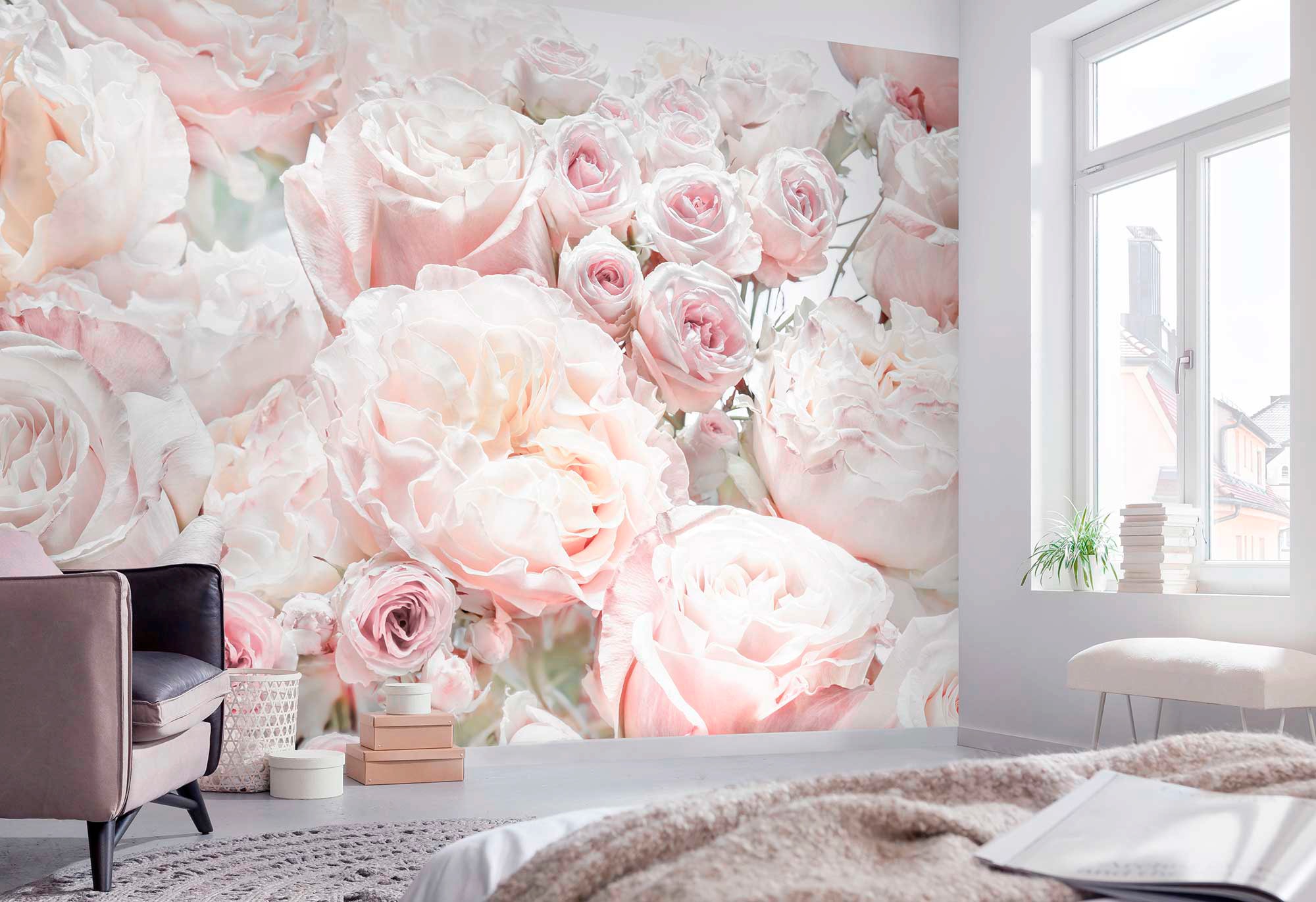 Image of Komar Fototapete "Spring Roses - Grösse 368 x 254 cm" bedruckt glatt Wohnzimmer, Schlafzimmer