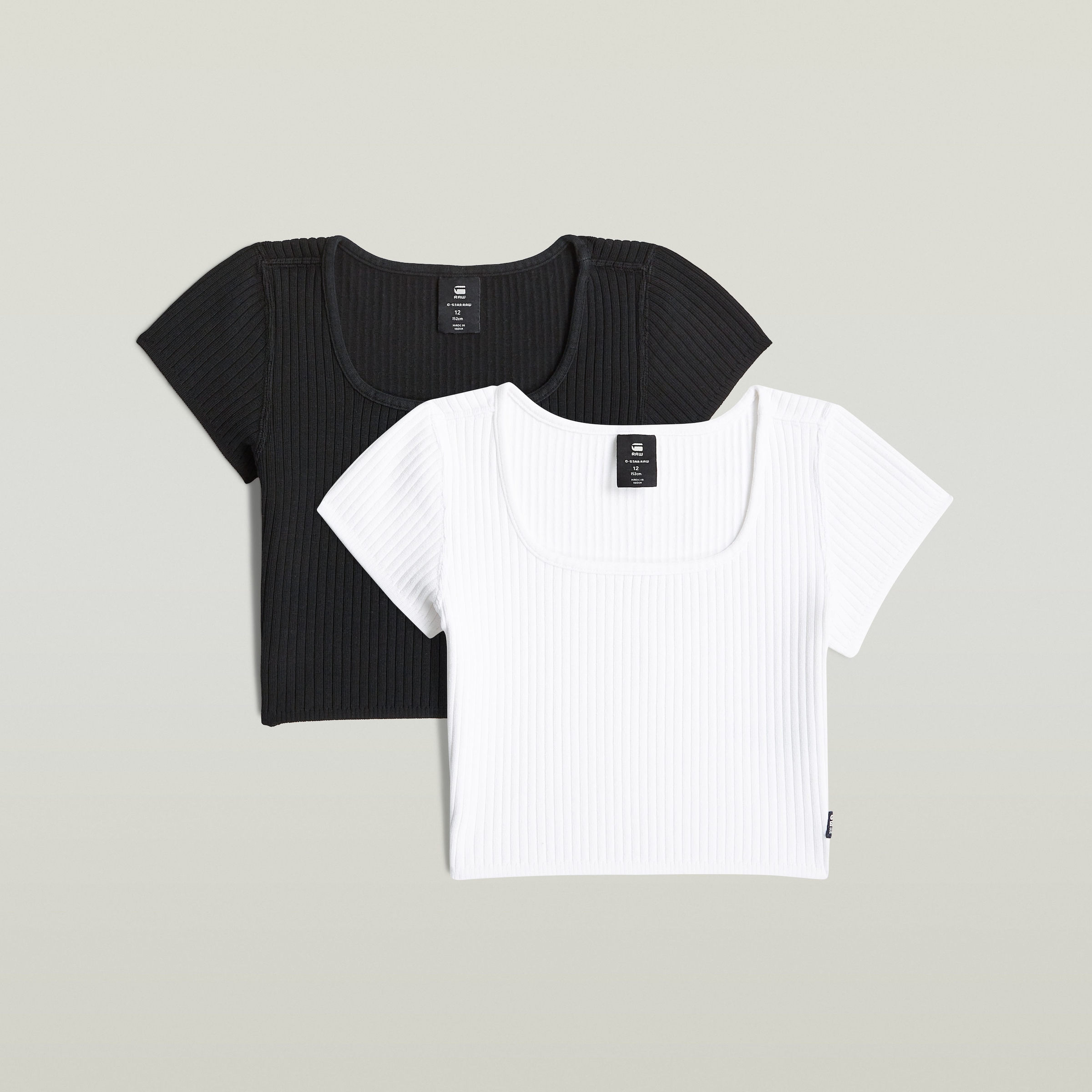 Image of G-STAR T-Shirt "KIDS, SOUTH TEE SS 2-PACK G" Packung, 2 in gerippter Struktur, bauchfrei