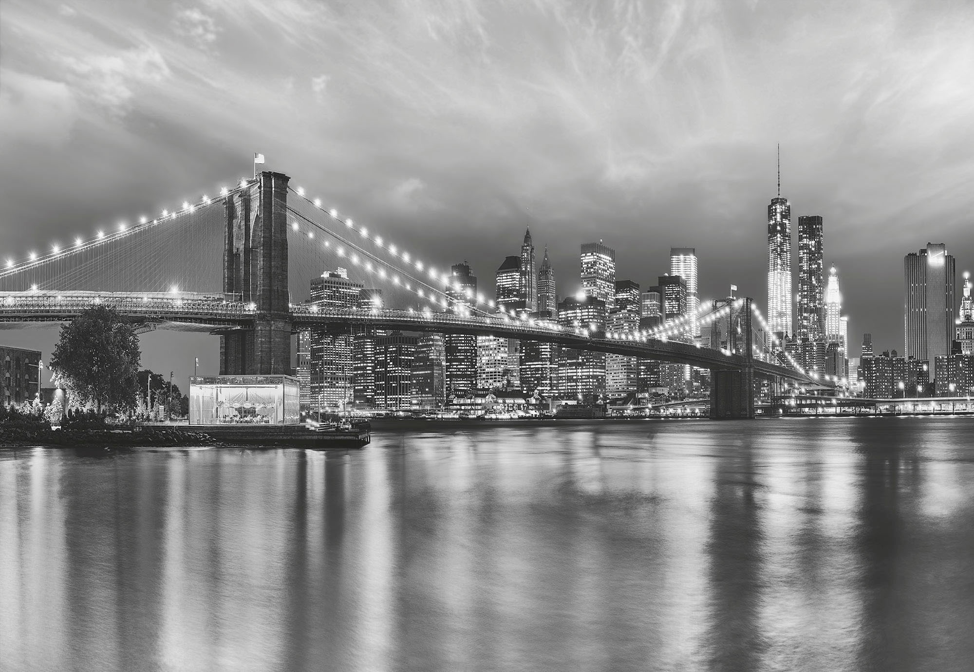 Komar Fototapete »Brooklyn B/W - Grösse 368 x 254 cm«, bedruckt, Wohnzimmer, Schlafzimmer