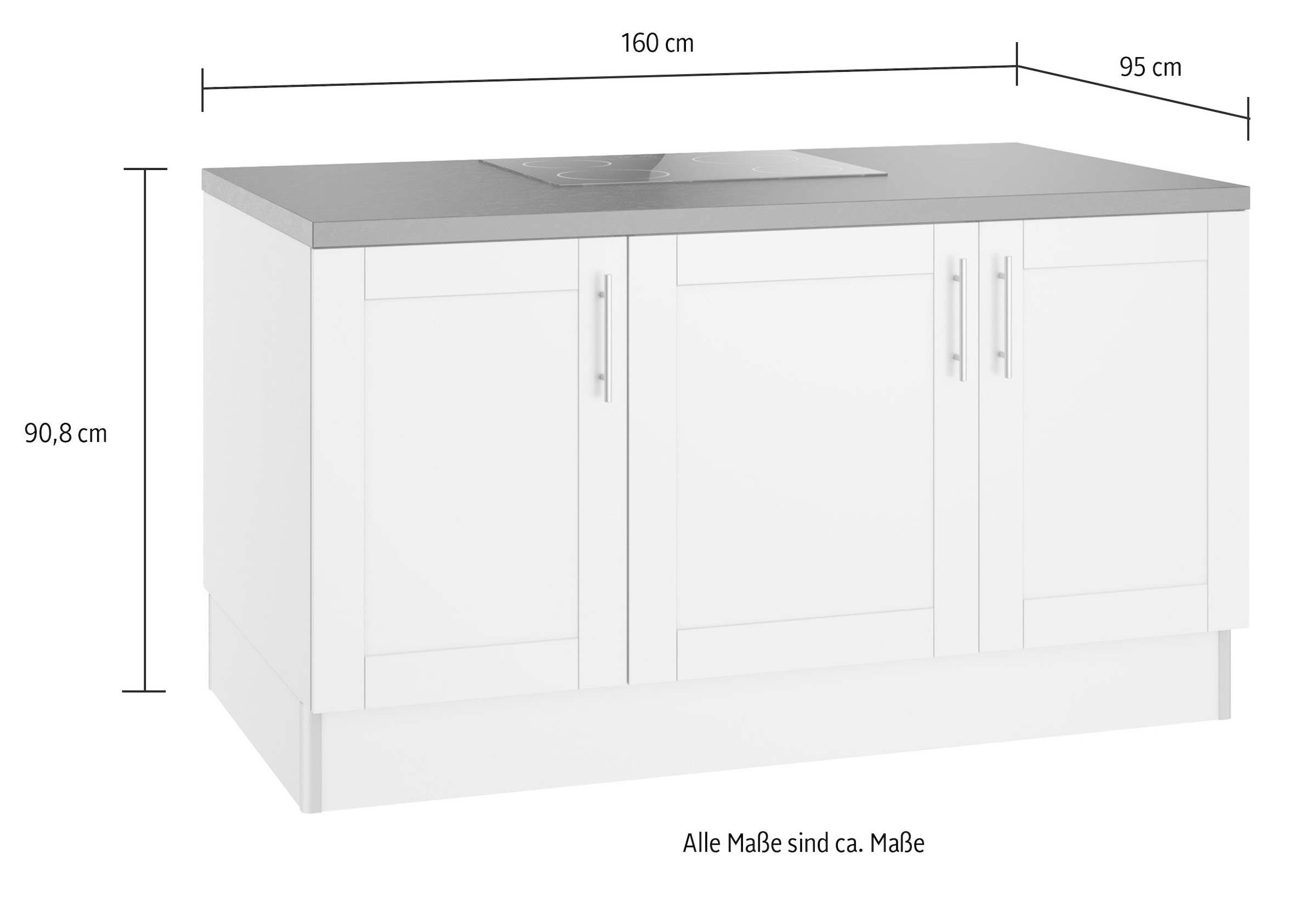 OPTIFIT Küche »Ahus«, 160 x 95 cm breit, Soft Close Funktion, MDF Fronten  Trouver sur