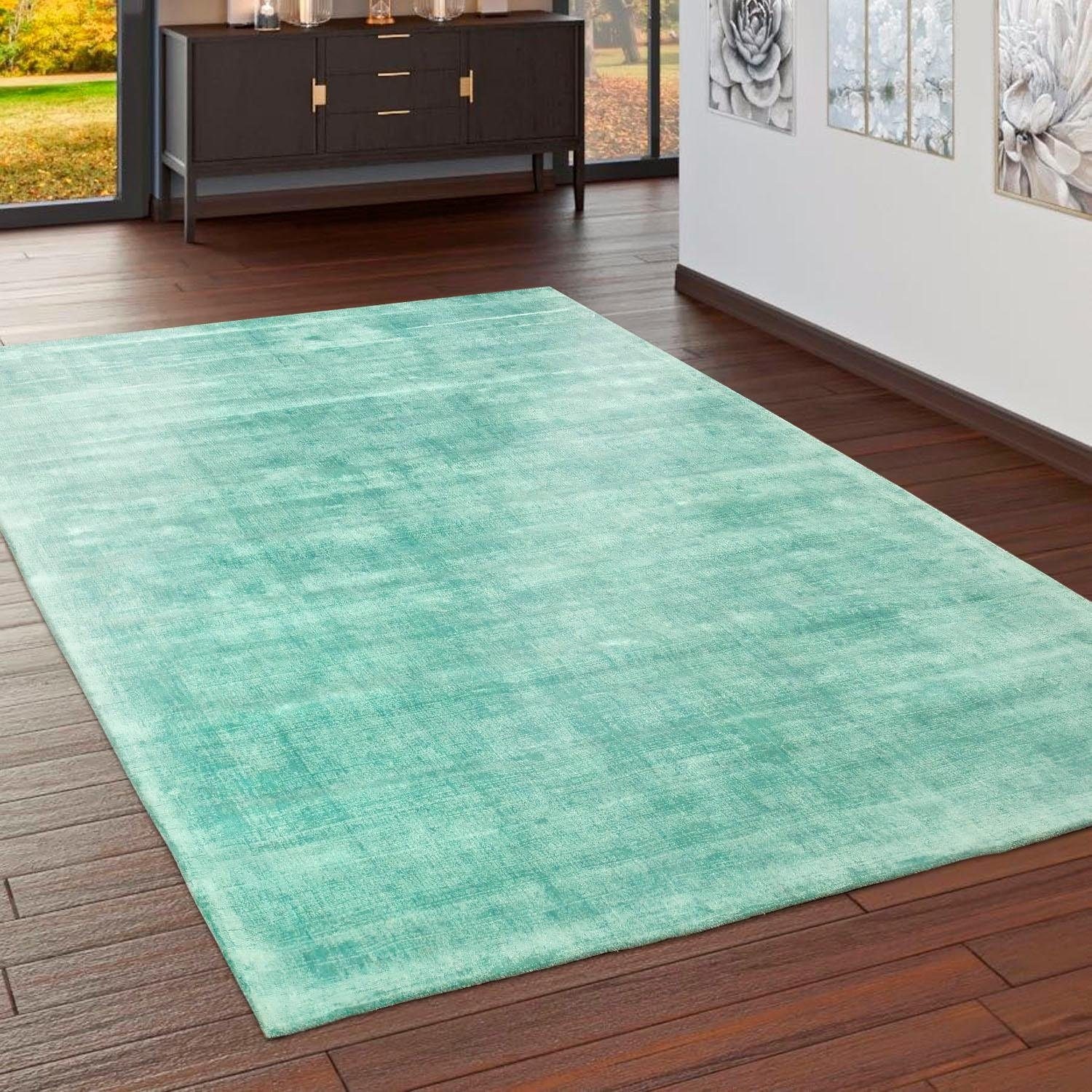 Paco Home Tapis »Glori 330« Rectangulaire 9 mm Höhe Handweb, Kurzflor, 100% Viskose, handgewebt, mit leichtem Schimmer