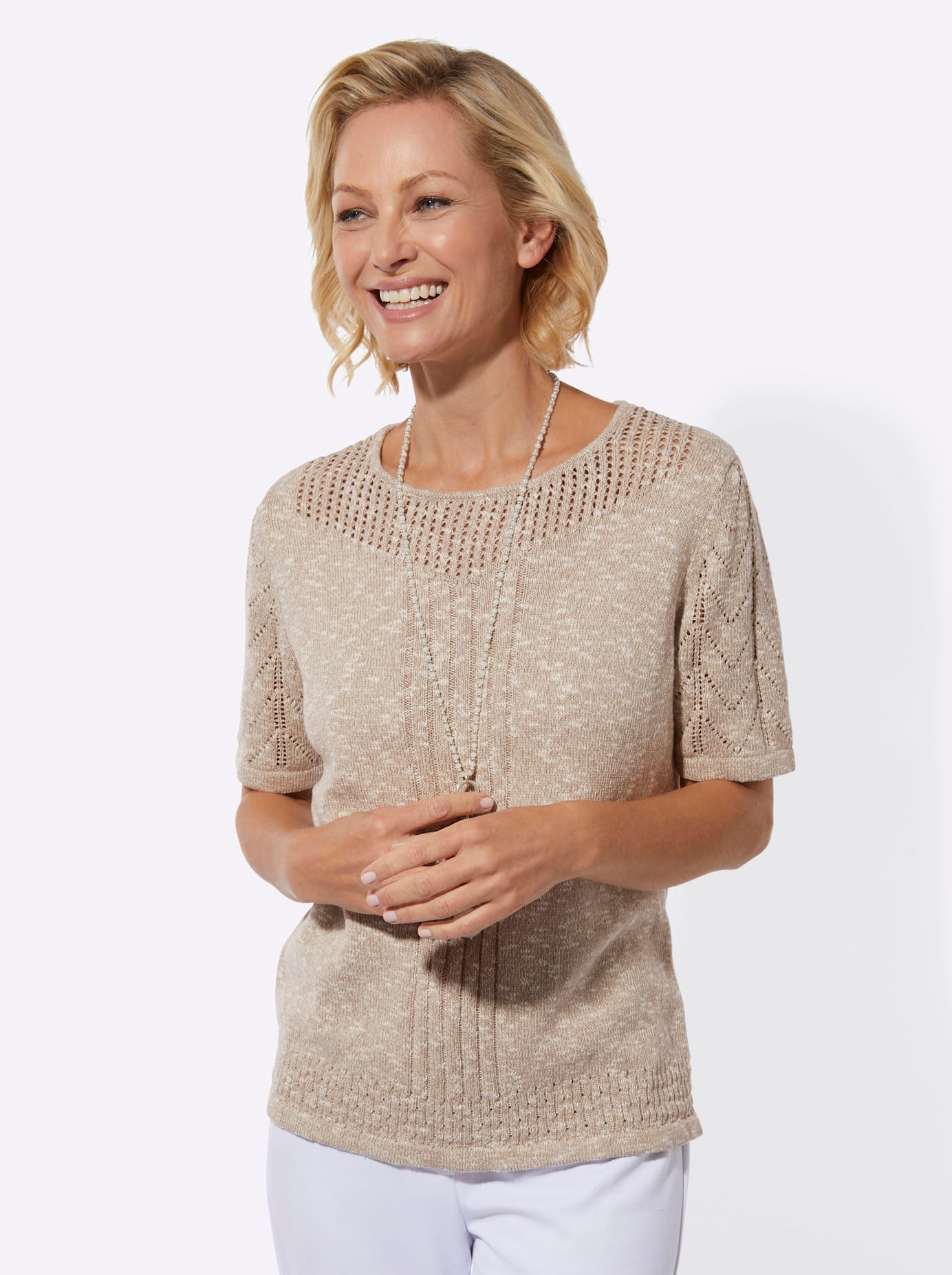 Classic Rundhalspullover "Ajour-Pullover"