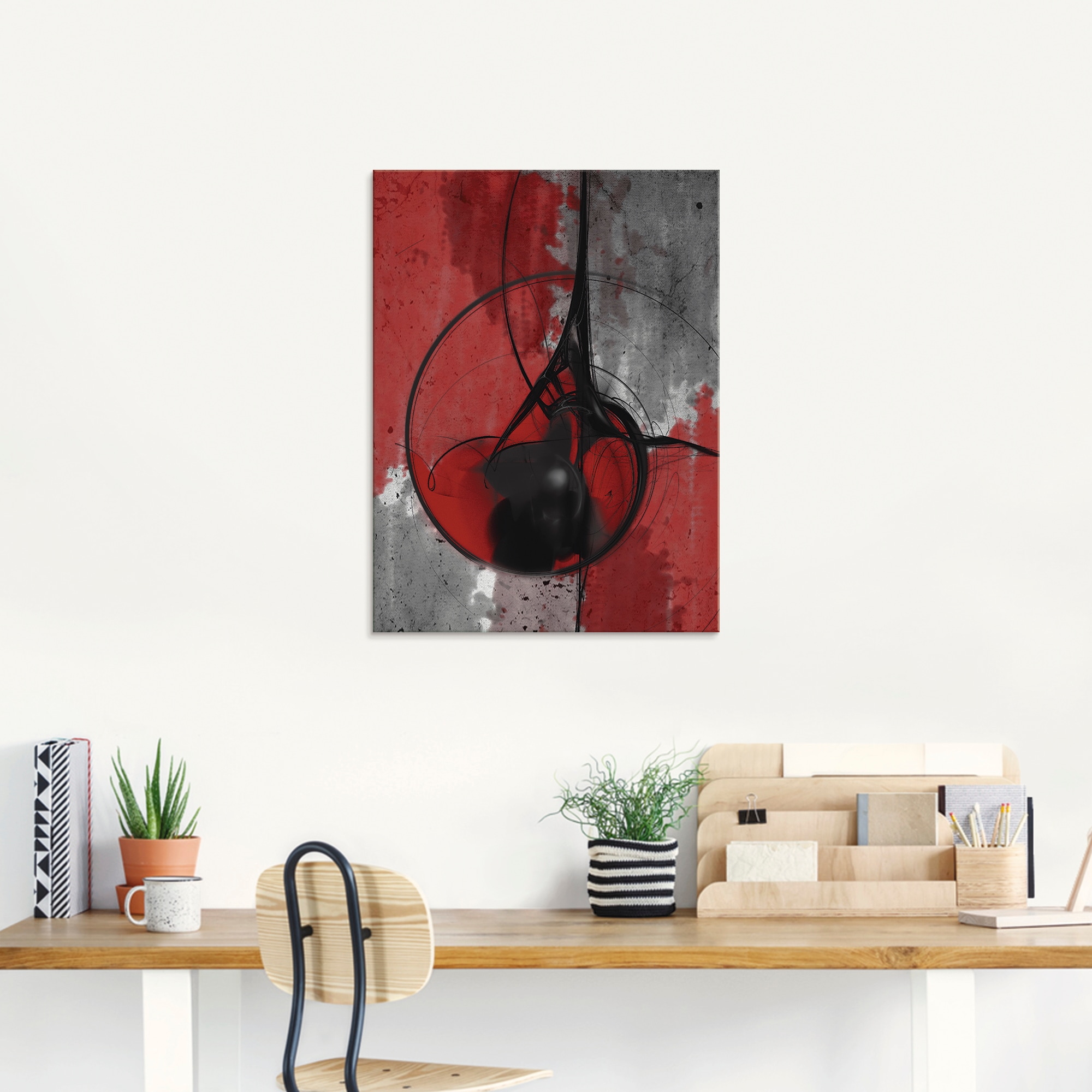Artland Glasbild »Abstrakt in rot und schwarz«, Gegenstandslos, (1 St.), in verschiedenen Grössen
