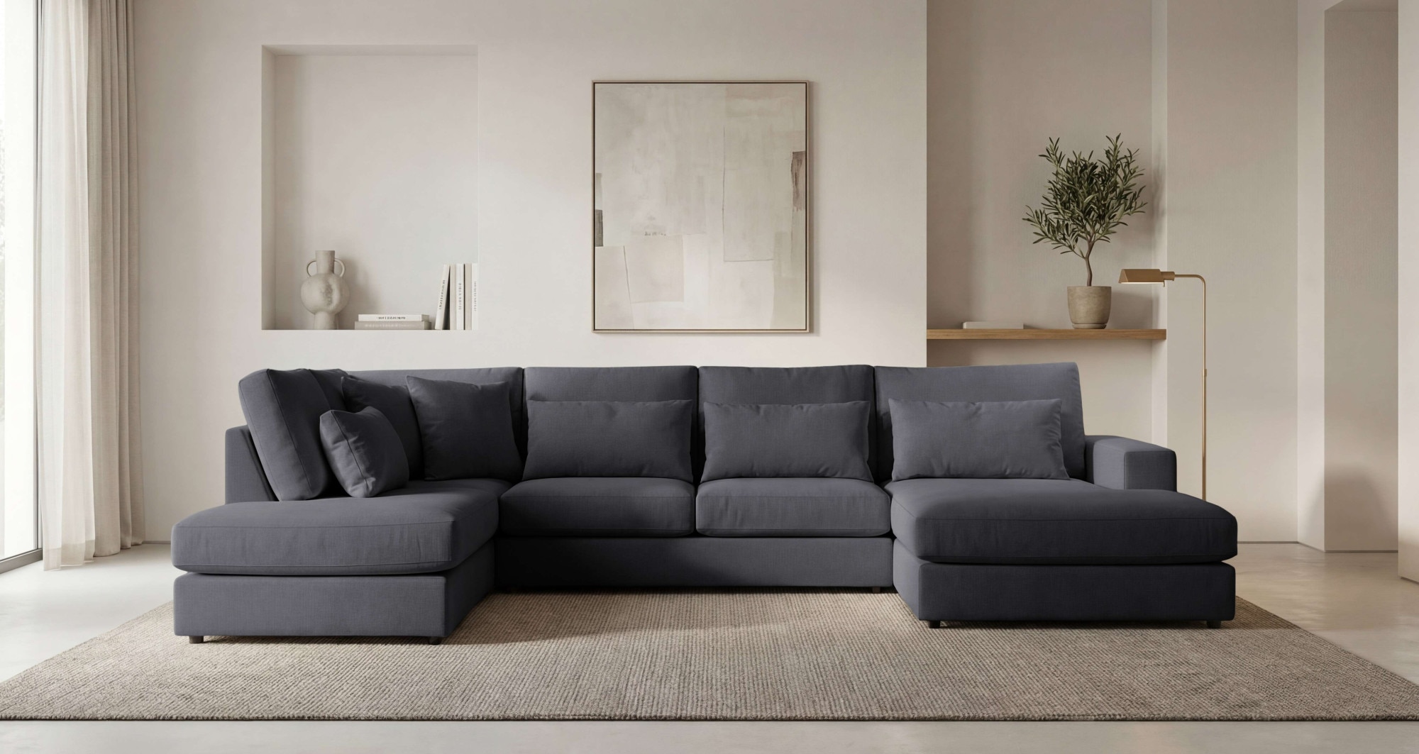 GOODproduct Paysage de salon »Nivette, weiches Chenille« Breite 386 cm, U-Form, bodentief, 6 Zierkissen inkl.