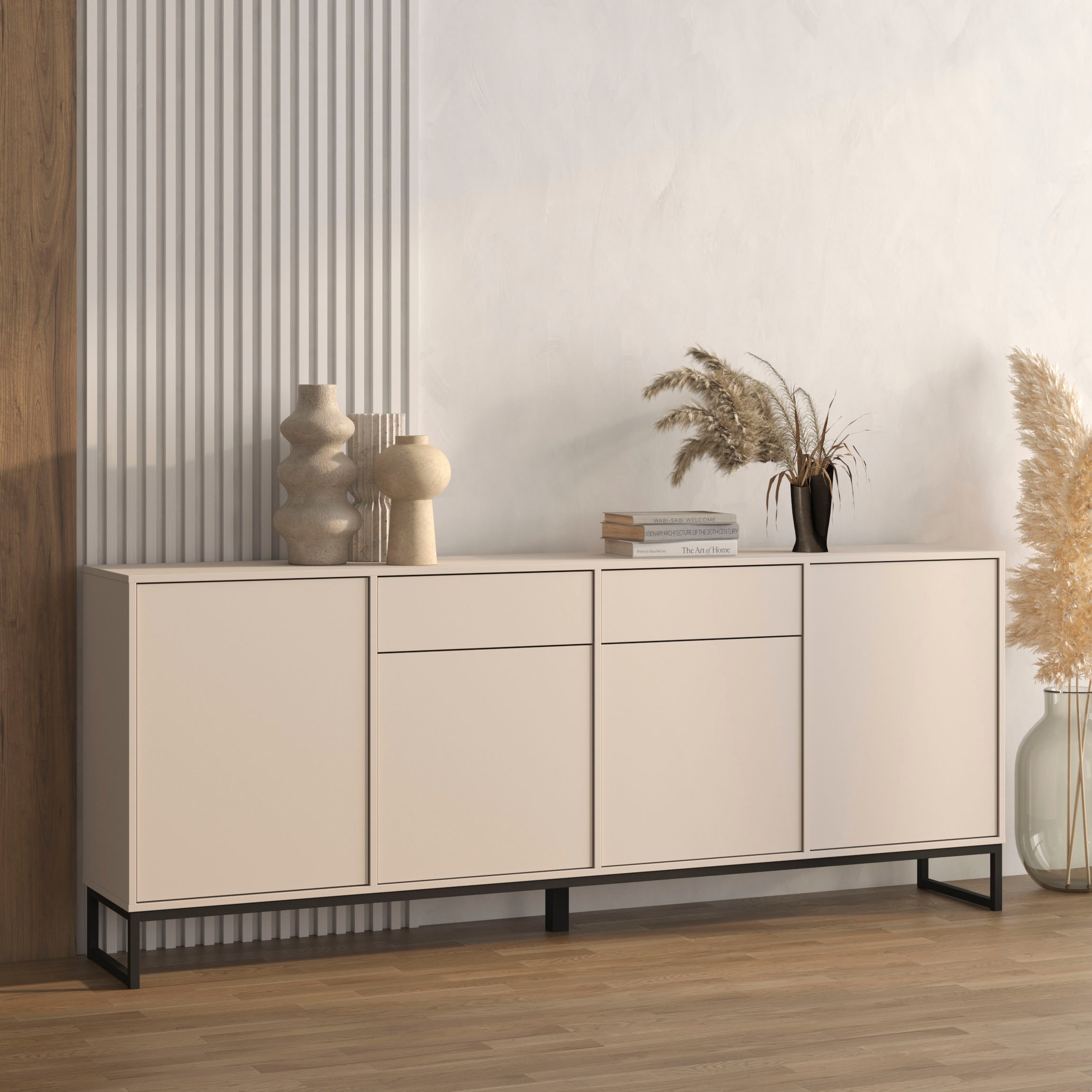 Image of GOODproduct Sideboard "Loft, Breite 208,5 cm, grifflose Kommode 4 Türen/2 Schubkästen." Schubladenschrank mit viel Stauraum, Einlegeböden verstellbar