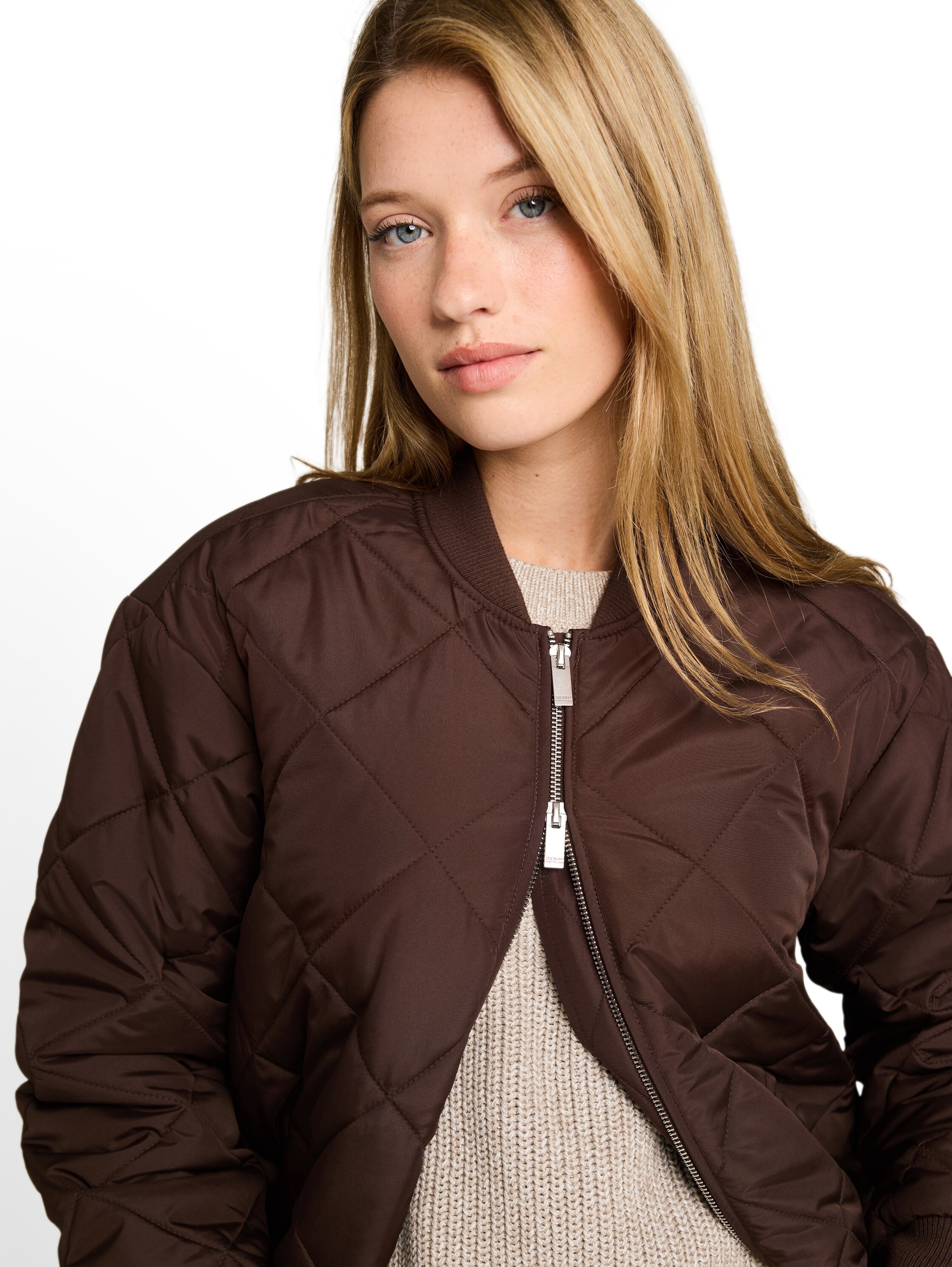 TOM TAILOR Denim Manteau matelassé style blouson avec fermeture éclair