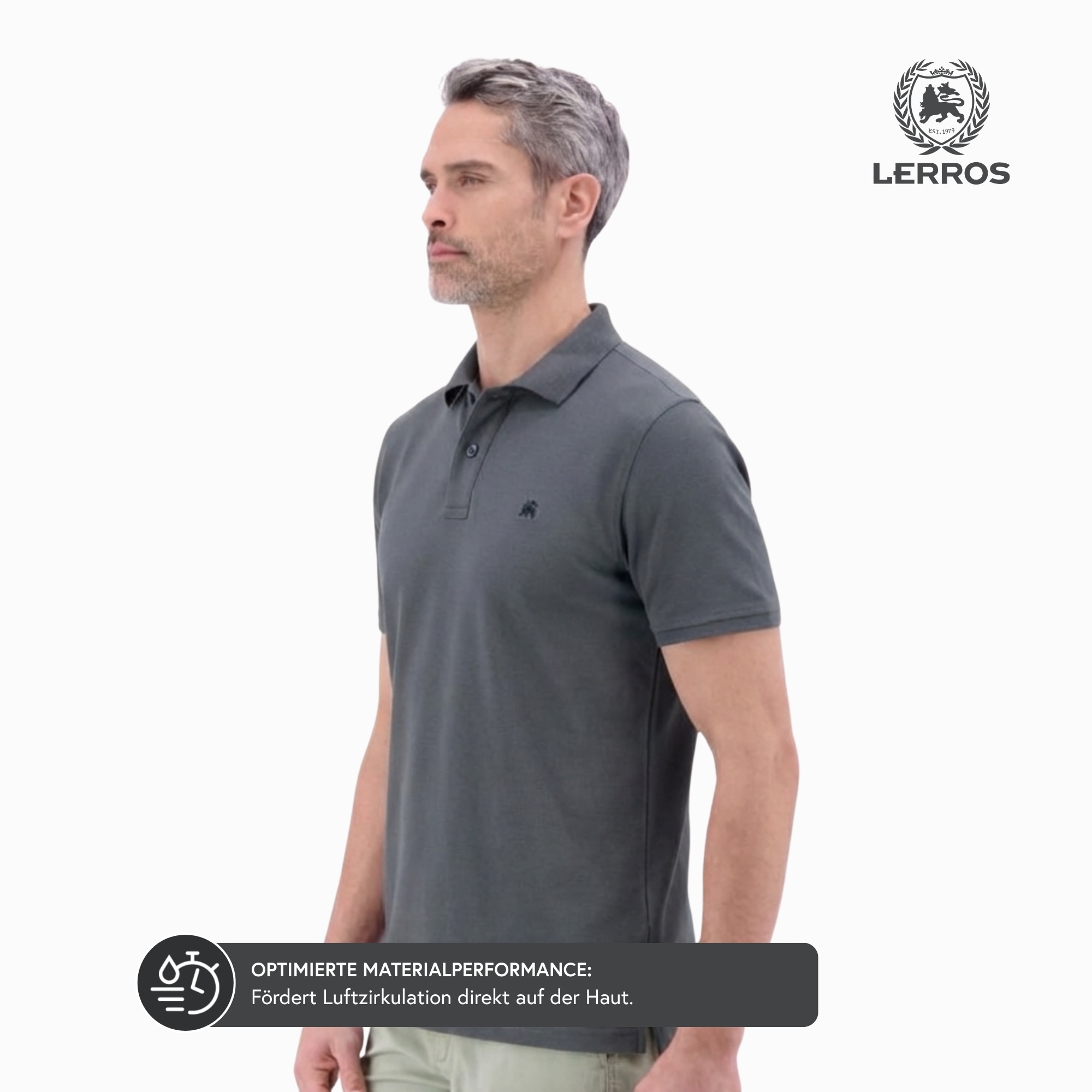 LERROS Poloshirt »Poloshirt Herren COOL & DRY atmungsaktiv Piqué« Trocknet schnell, angenehm kühl, pflegeleicht, kurzarm, einfarbig
