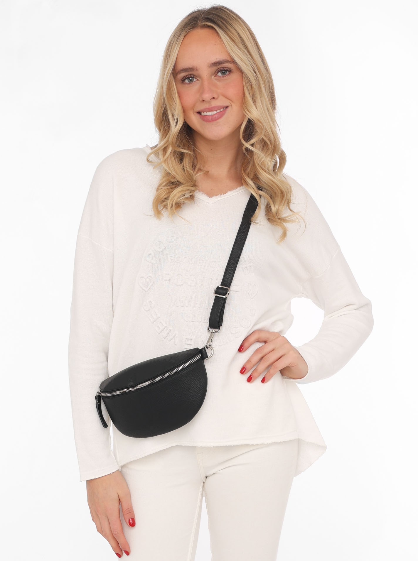 Zwillingsherz Umhängetasche »Crossbody Bag Leder«, Umhängetasche mit Reissverschluss