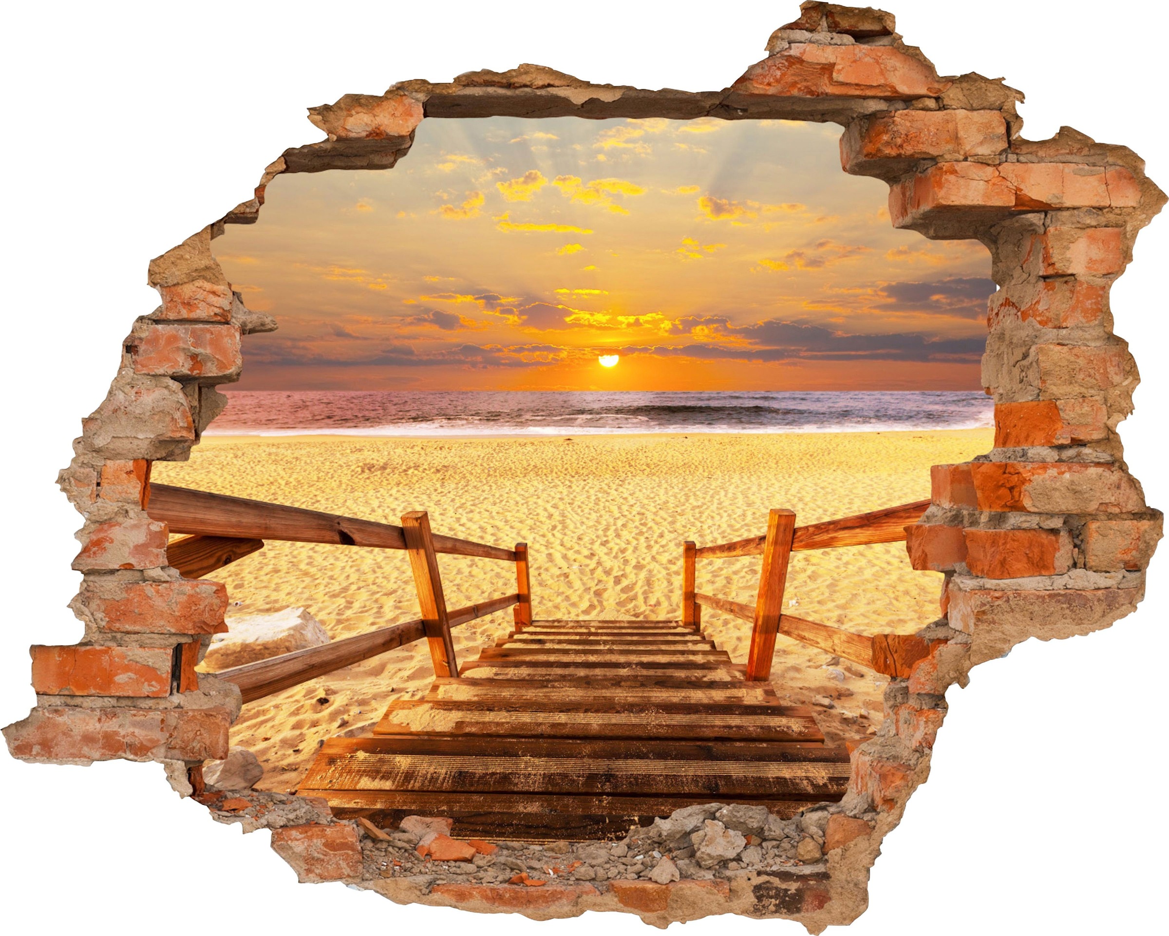 Image of Conni Oberkircher´s Wandsticker »Stairs on the beach - Weg zum Strand«, selbstklebend, Meer, Urlaub, Sonnenaufgang bei Ackermann Versand Schweiz