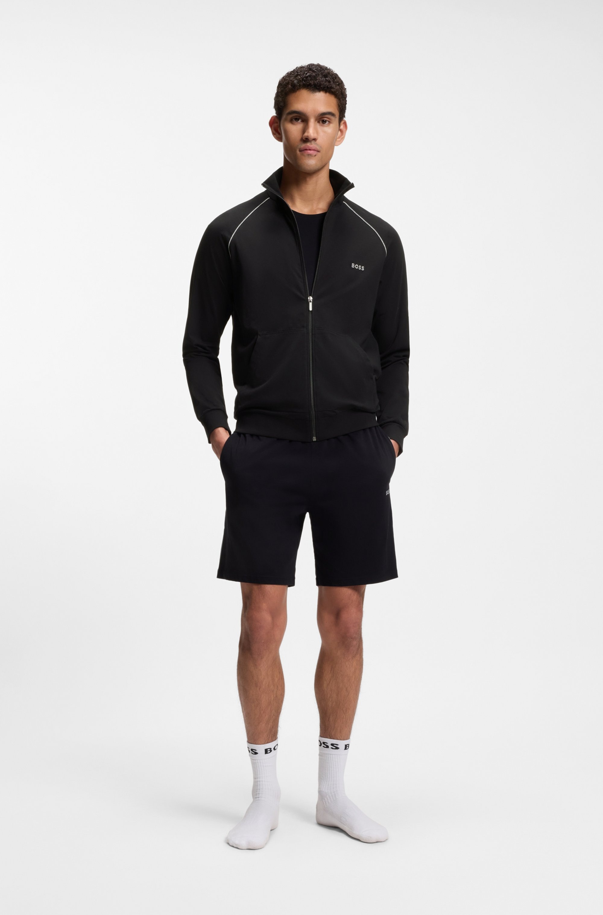 BOSS Sweatjacke »Mix&Match Jacket Z« mit Kontrastnaht am Ärmel