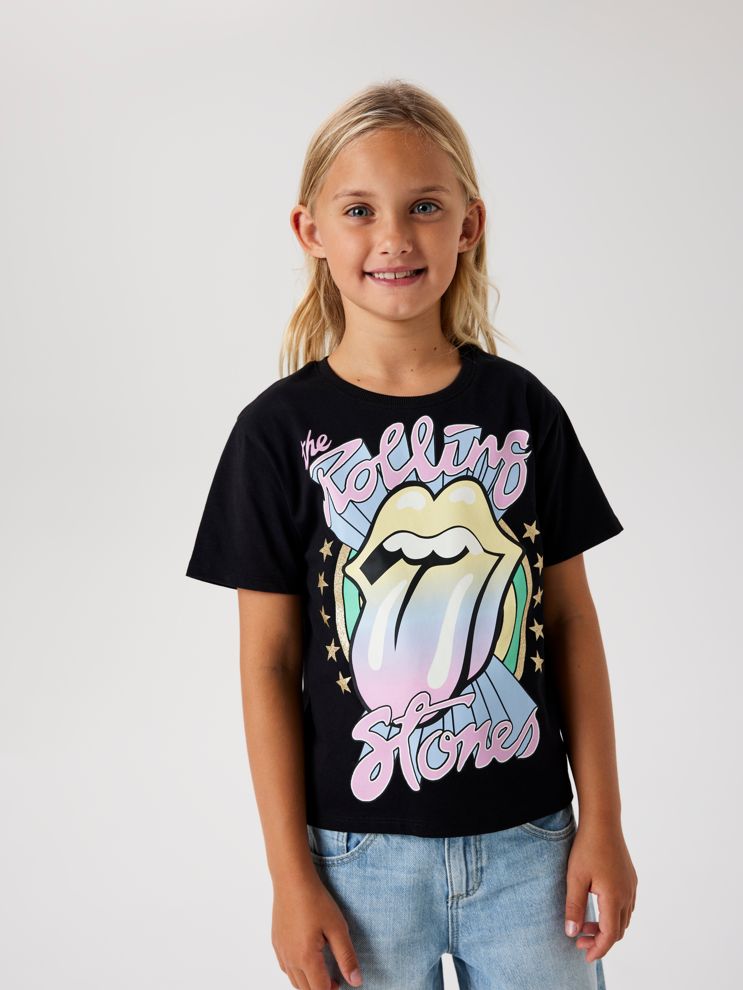 Image of Name It T-Shirt "NKFDYSA ROLLINGS SS NREG TOP NOOS UNV" mit grossem Frontmotiv