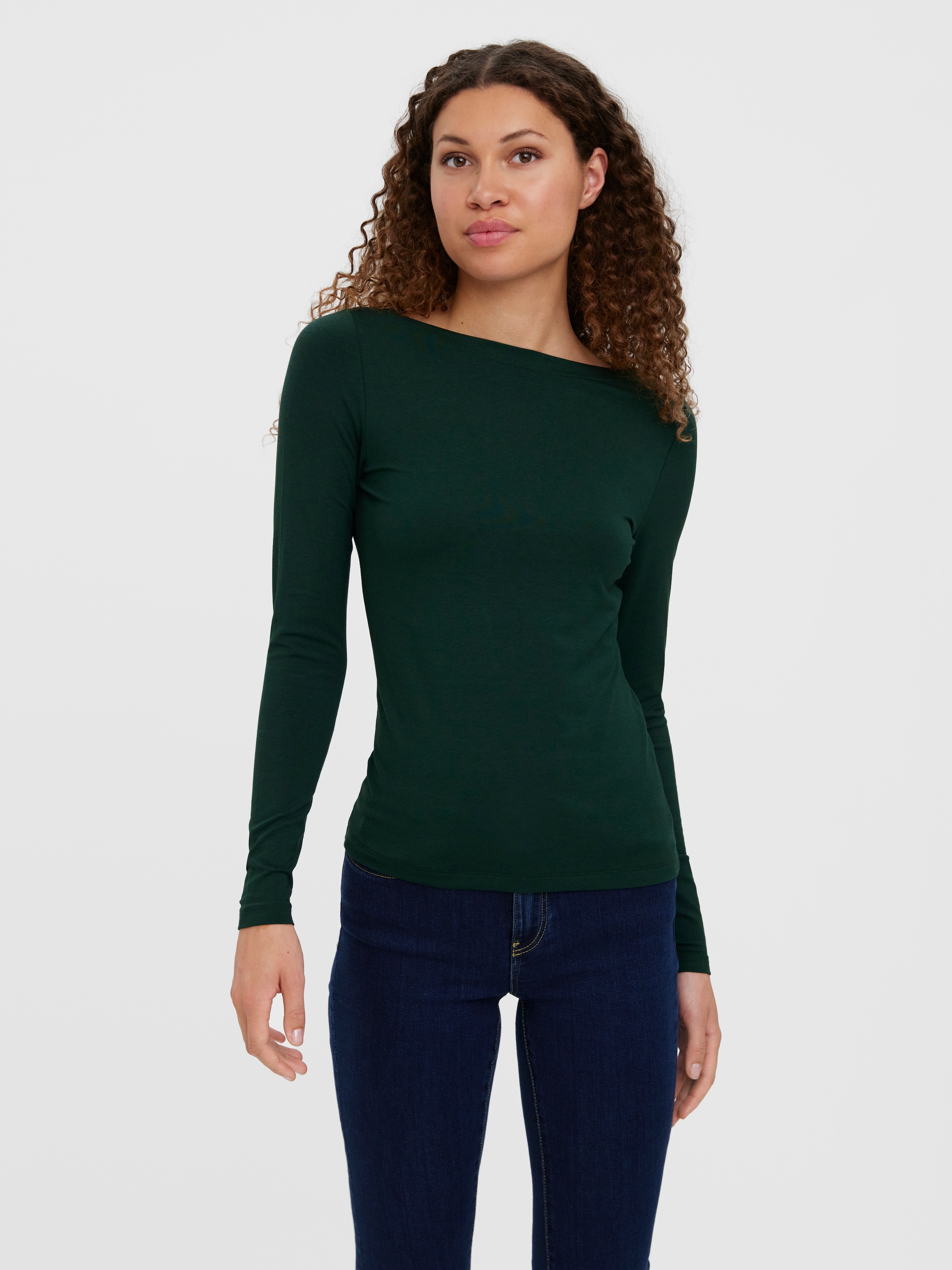 Image of Vero Moda Langarmshirt "VMPANDA MODAL L/S TOP JRS NOOS" Baumwollmischung, slim fit