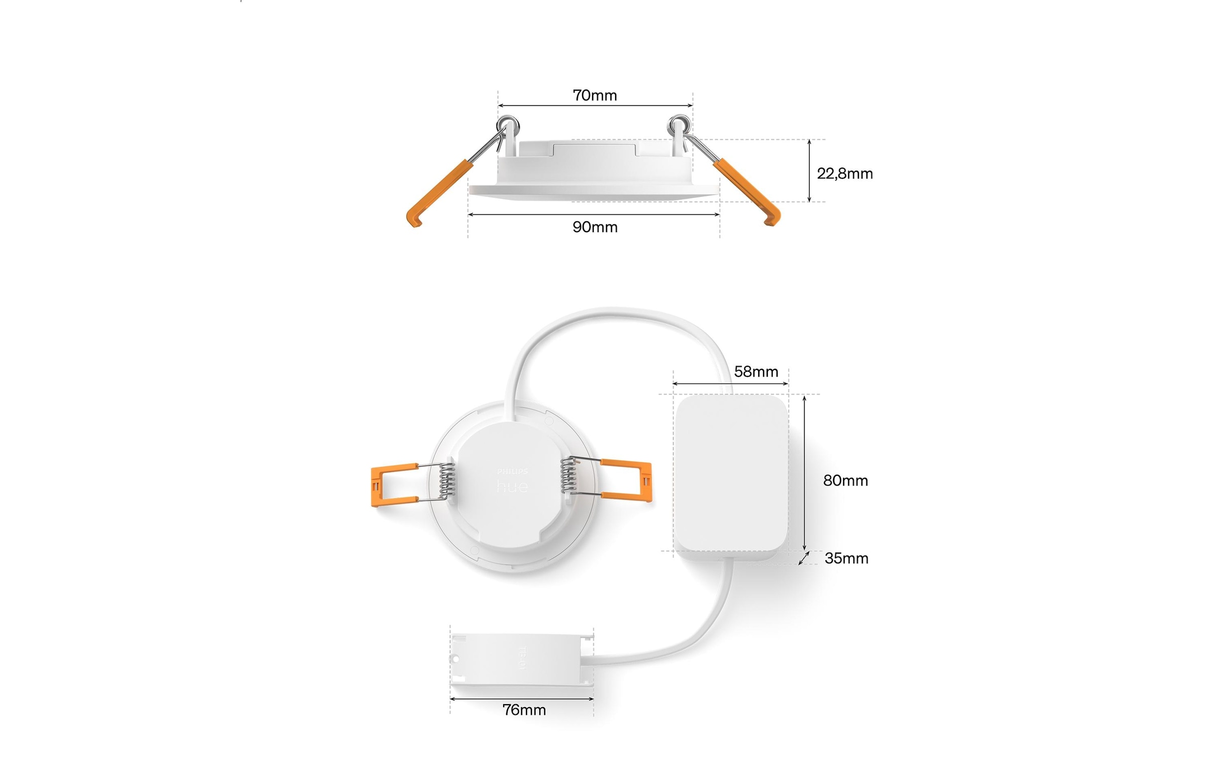 Philips Hue Spot de plafond »Philips Hue Deckenleuchte WCA Slim Recessed Light S« RVB | blanc chaud - blanc froid