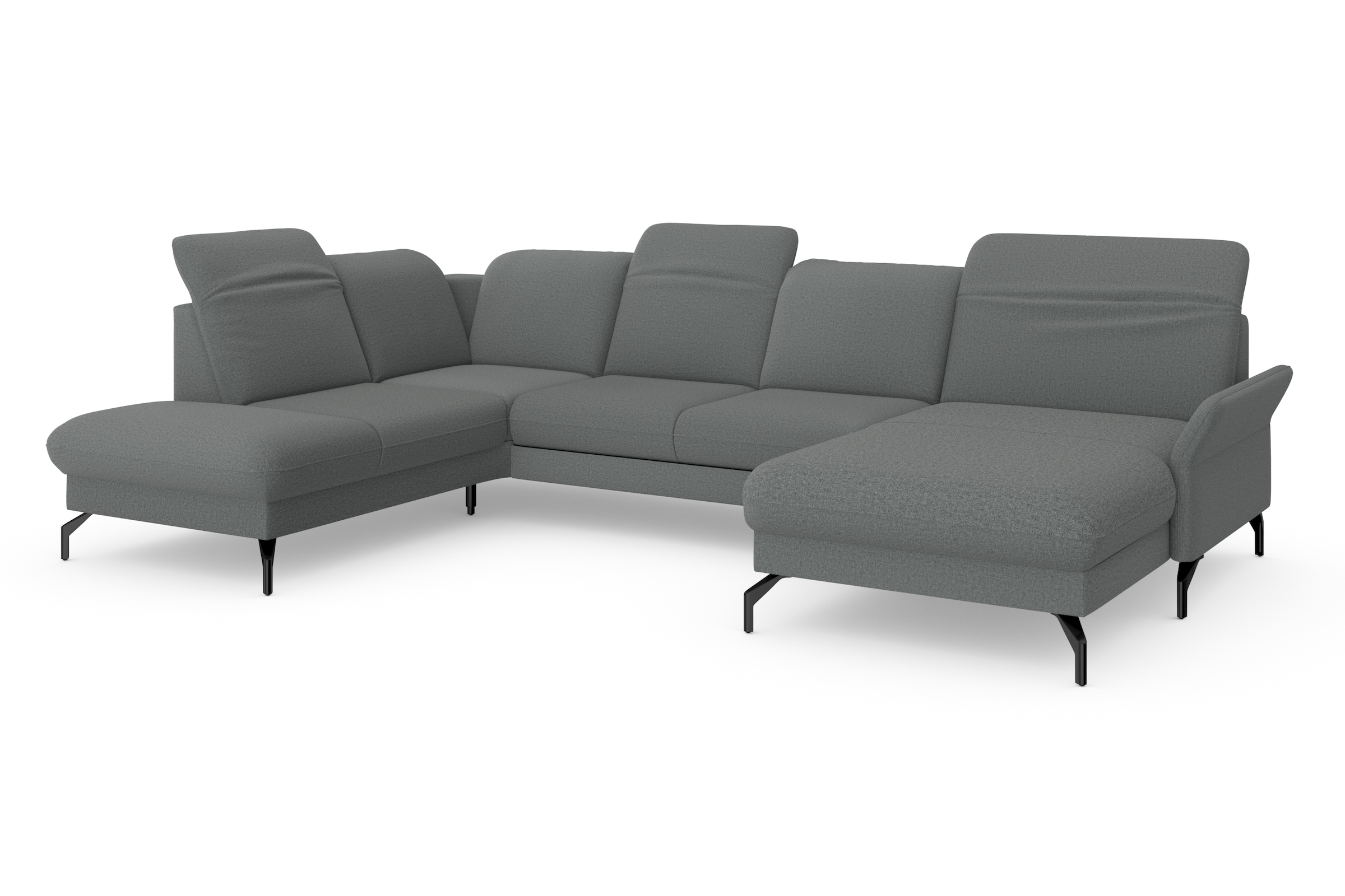 sit&more Wohnlandschaft »Fashion U-Form«, wahlweise mit Kopfteilverstellung, Vorziehsitz, motorisch, Metallfüsse