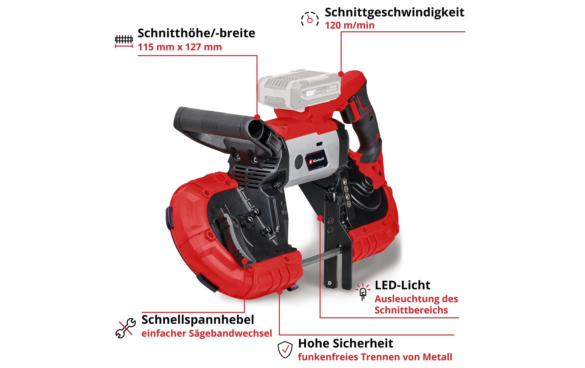 Einhell Scie à ruban »TE-MB 18/127 Li-Solo« Ausstattung: Ohne Akku & Ladegerät