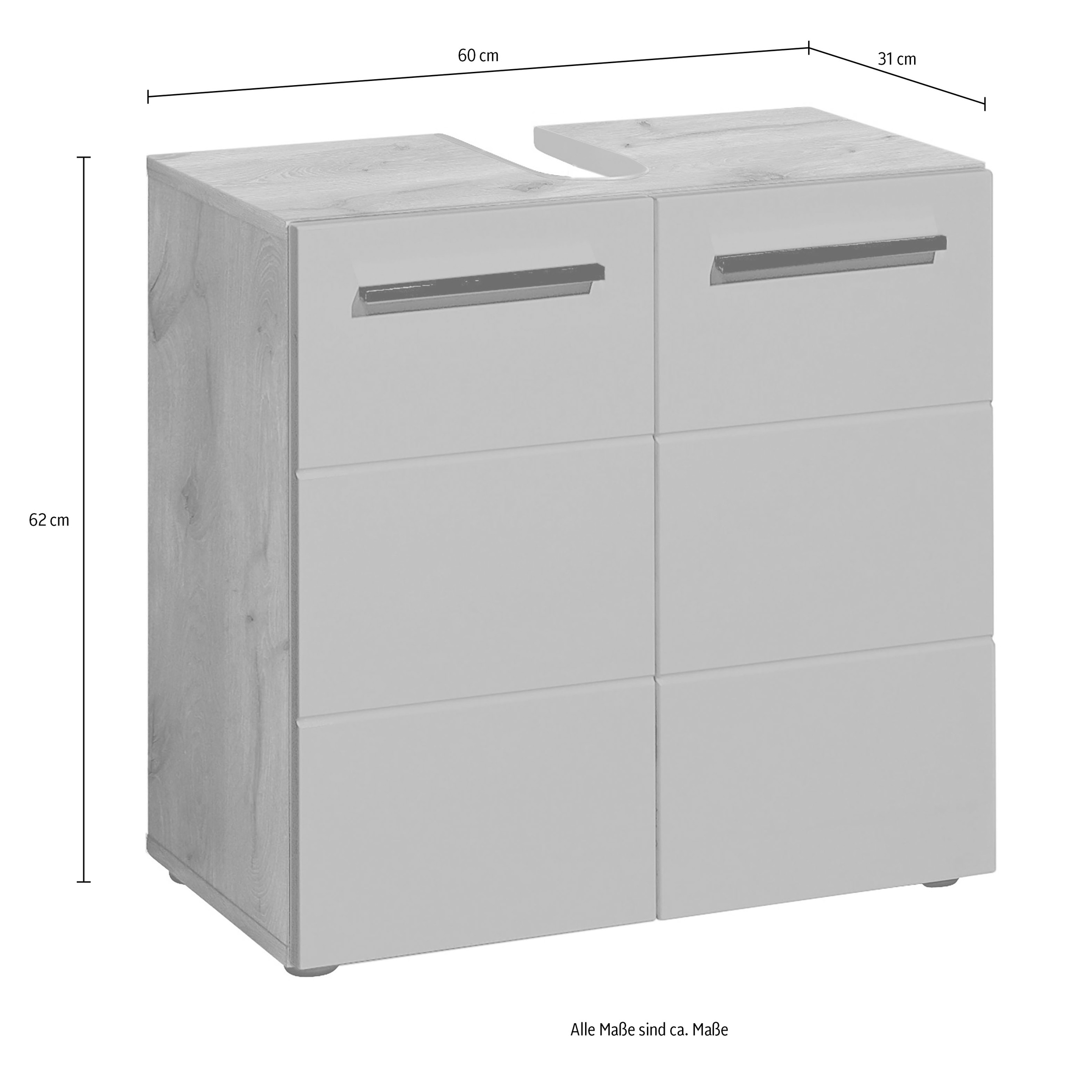 BASIC by Balculina Armoire sous lavabo »Rom BxHxT 60x62x31« 1 cuis tlg. largeur 60cm, poignées en plastique, Made in Europe