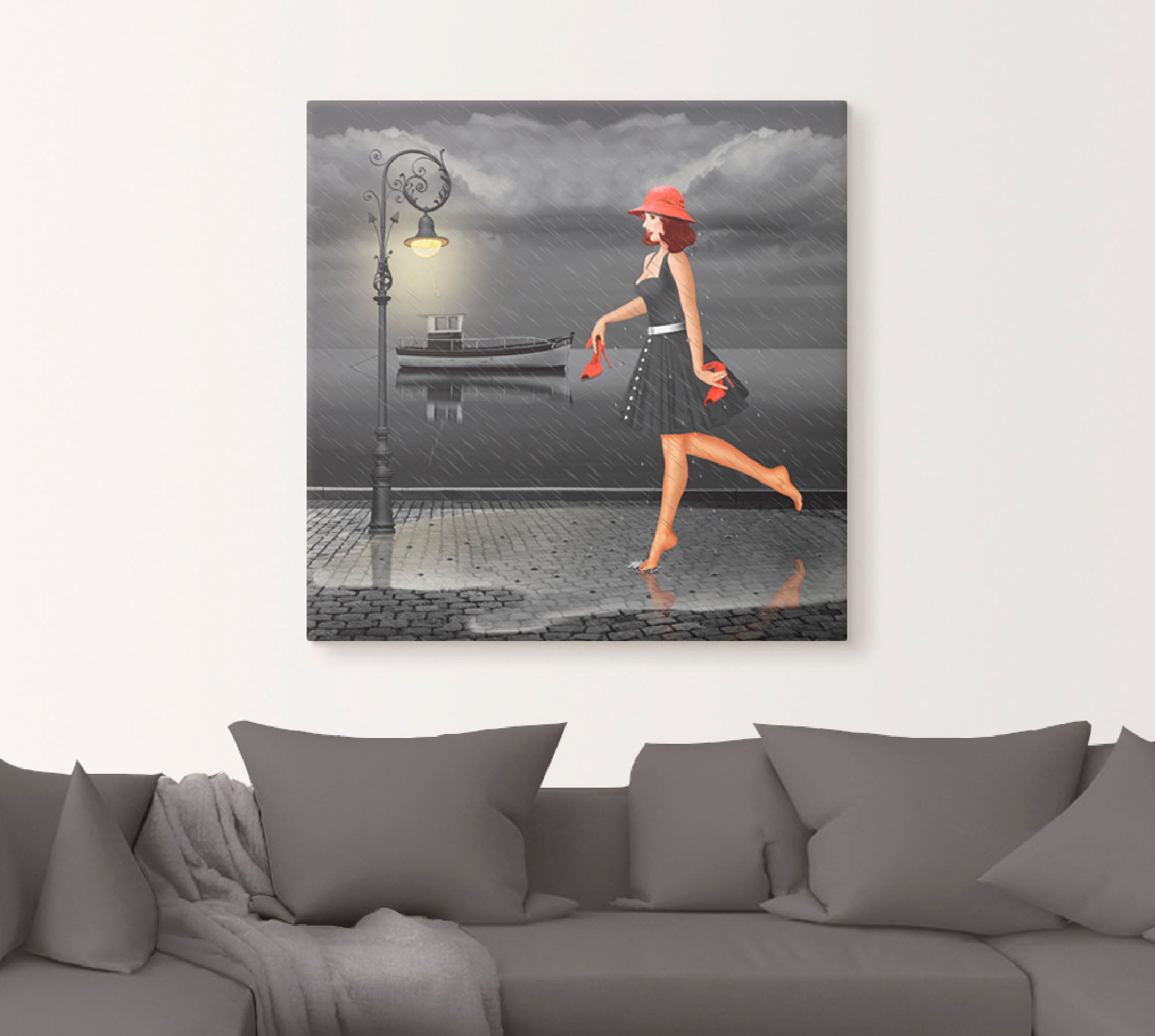 Poster jetzt (1 Wandbild kaufen Grössen Wandaufkleber St.), im Regen«, oder Leinwandbild, Frau, in Alubild, als versch. »Tanzen Artland