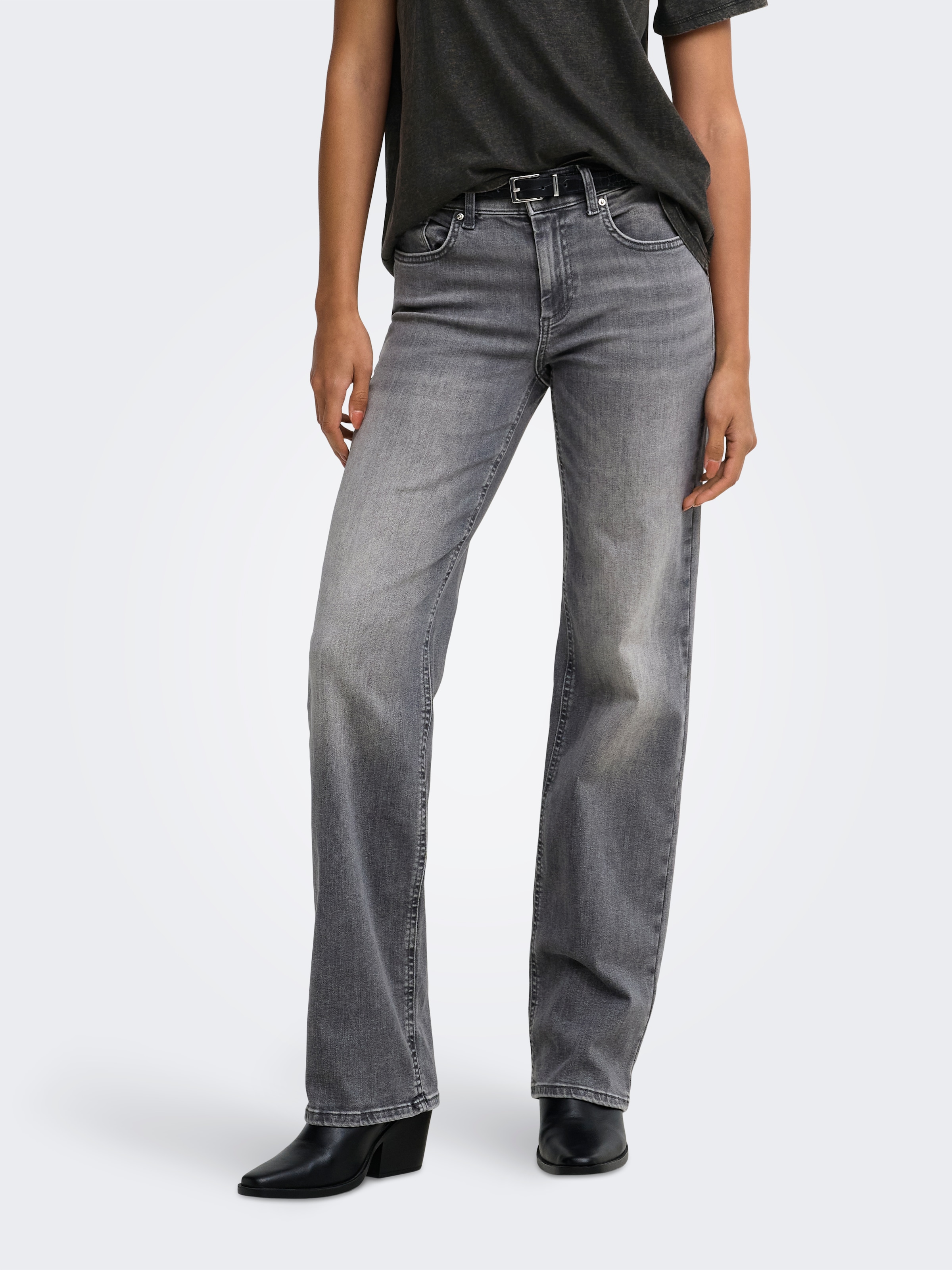 Image of ONLY Straight-Jeans "ONLWINNIE MID STRAIGHT DNM" Baumwollmischung, straight fit, mid waist